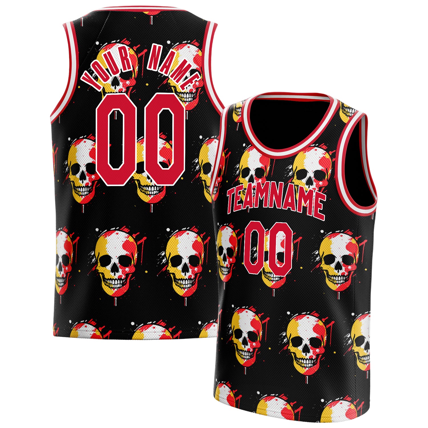 Custom Red Skull Basketball Jersey BS01240816SK017
