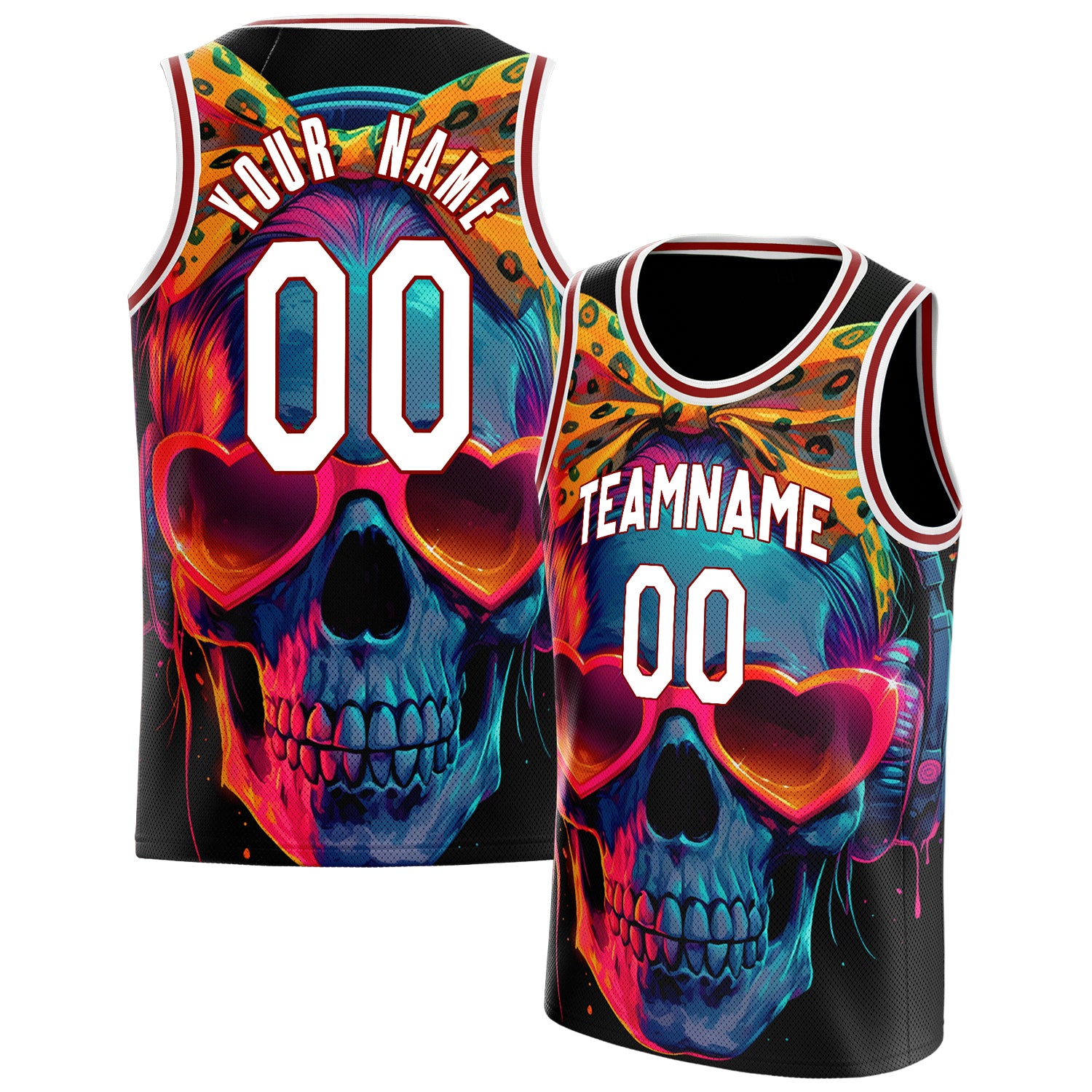 Custom Red Skull Basketball Jersey BS01240816SK018