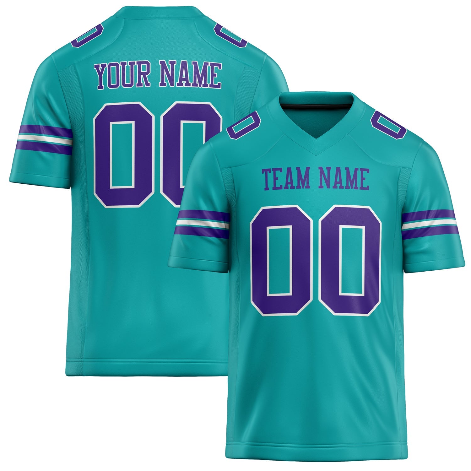 Custom Aqua Purple Solid Colour Football Jersey FT02240730AQ006