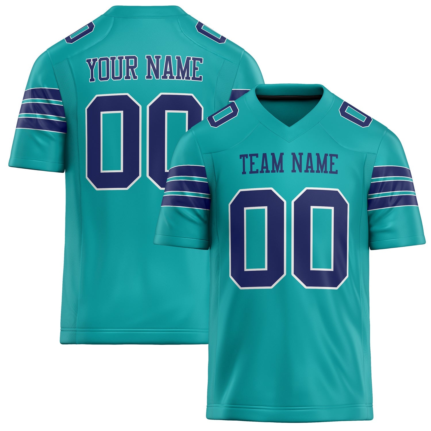Custom Aqua navy Solid Colour Football Jersey FT02240730AQ007