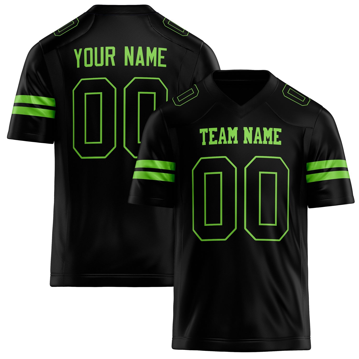Custom Black Neon Green Solid Colour Football Jersey FT02240730BL040