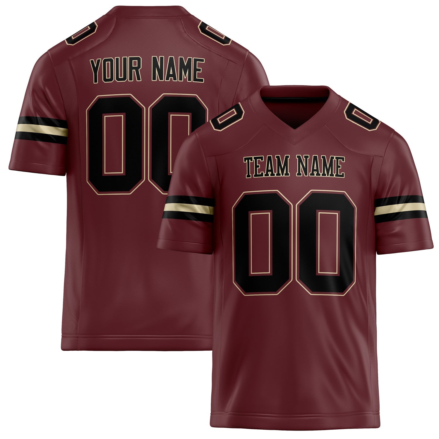 Custom Burgundy Black Solid Colour Football Jersey FT02240730BU071
