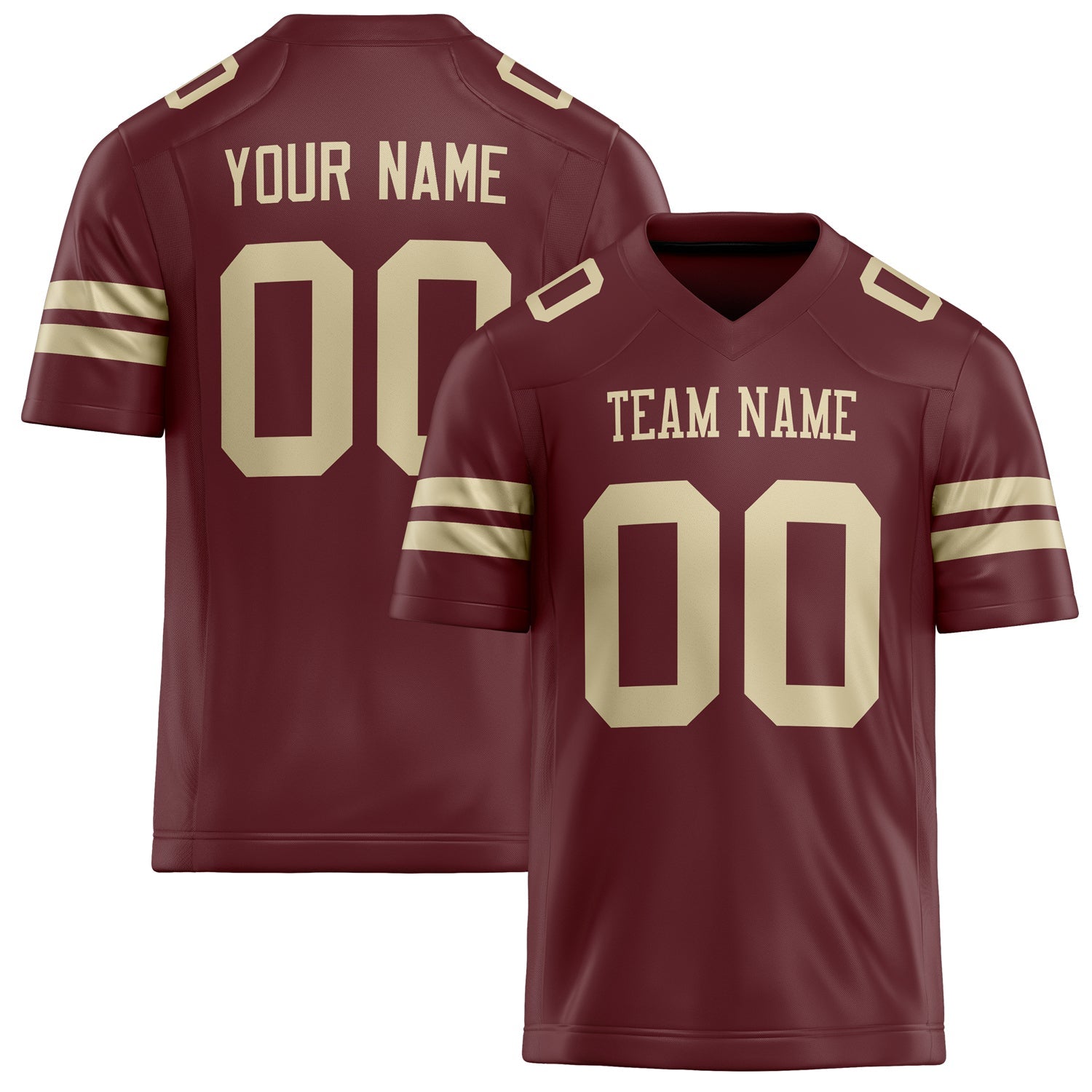 Custom Burgundy cream Solid Colour Football Jersey FT02240730BU073