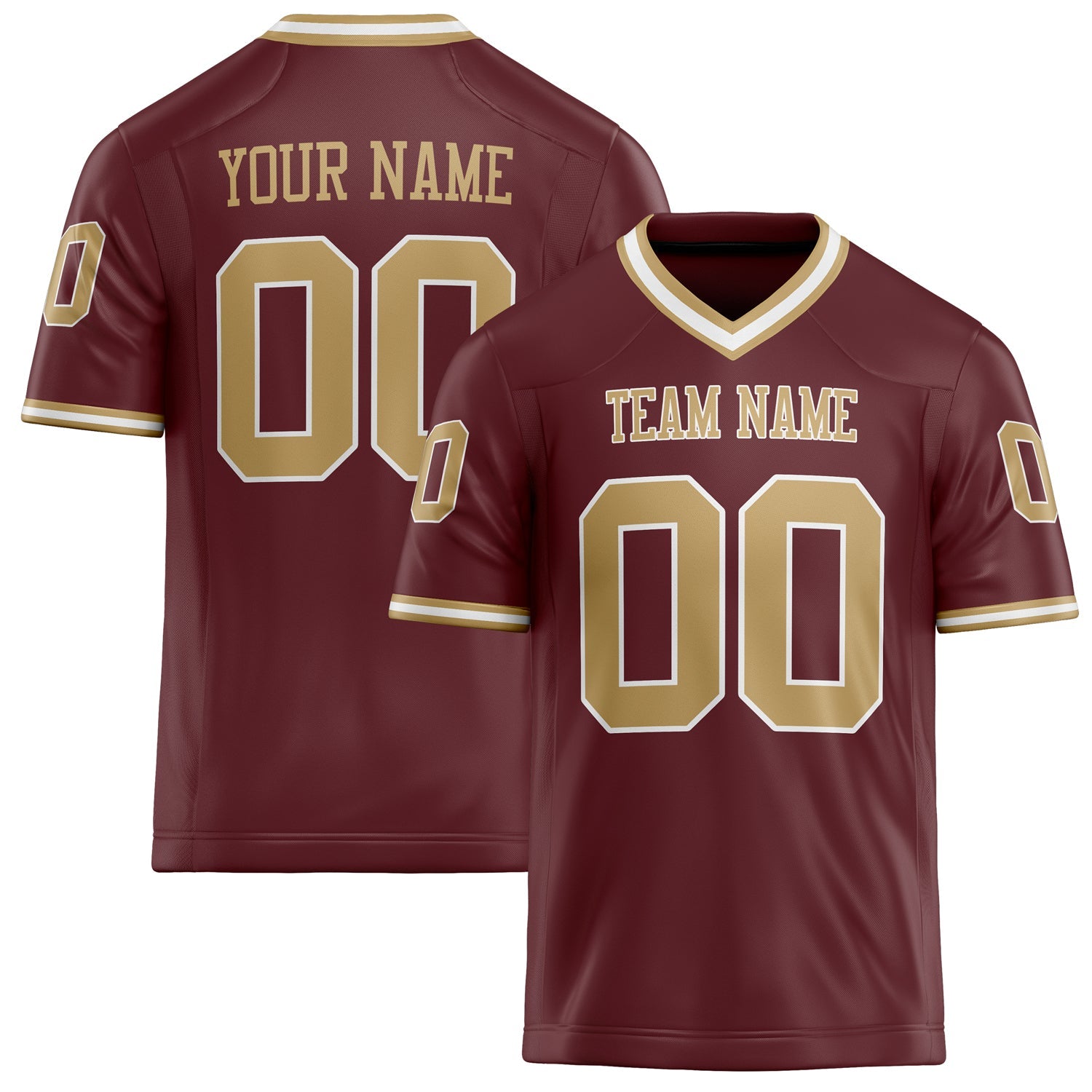 Custom Burgundy old gold Solid Colour Football Jersey FT02240730BU075