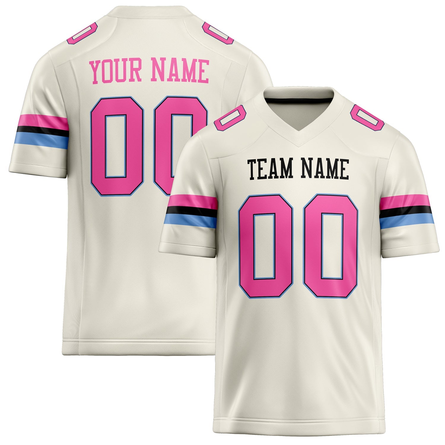 Custom Cream pink Solid Colour Football Jersey FT02240730CR097