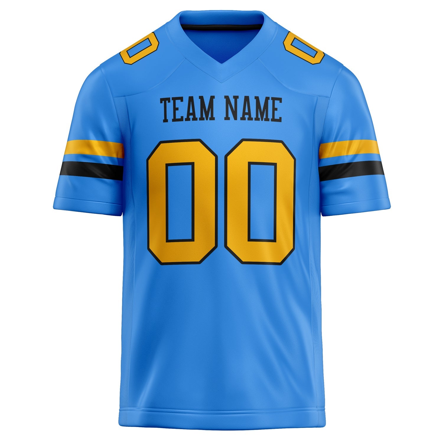 Custom Electric Blue gold Solid Colour Football Jersey