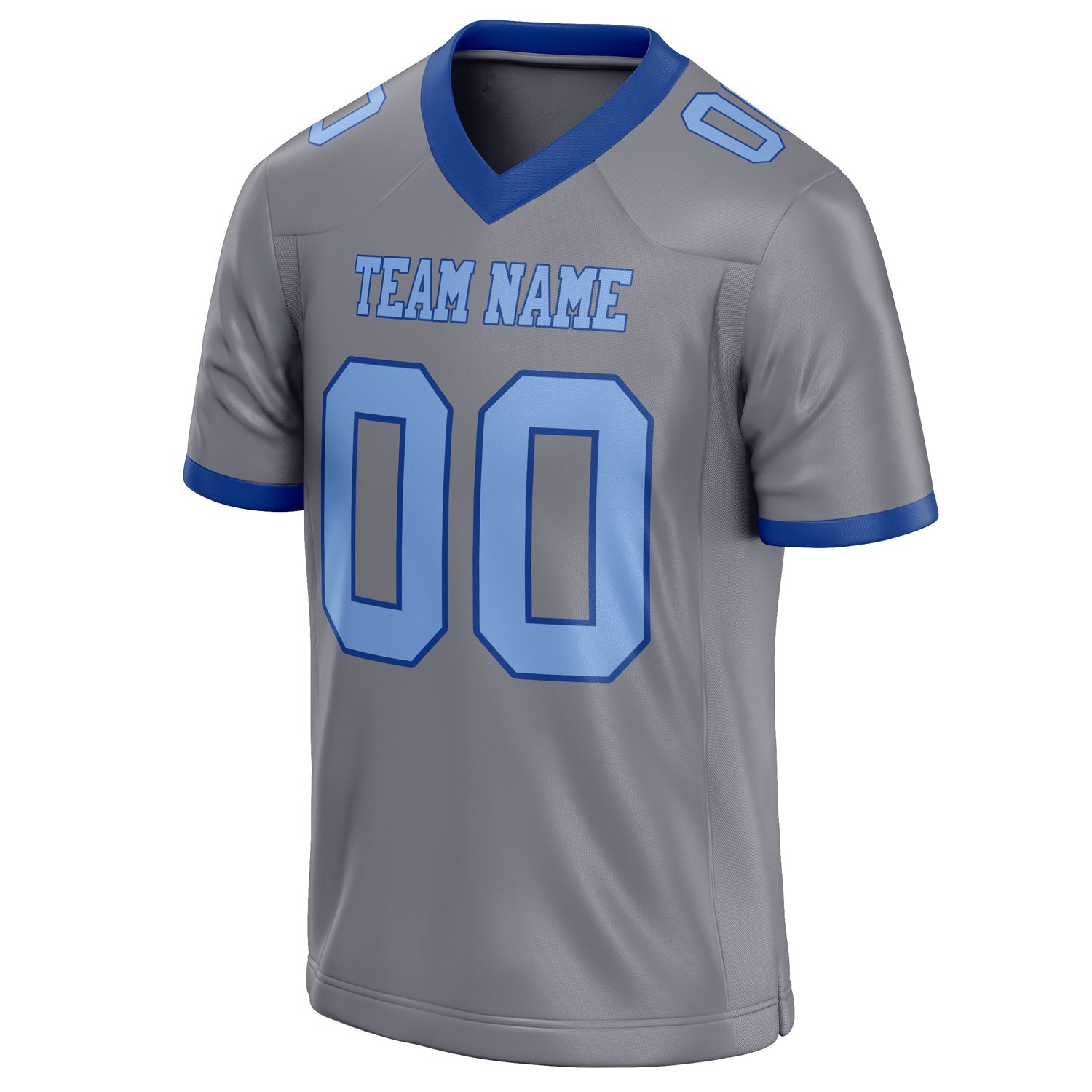 Custom Gray light blue Solid Colour Football Jersey