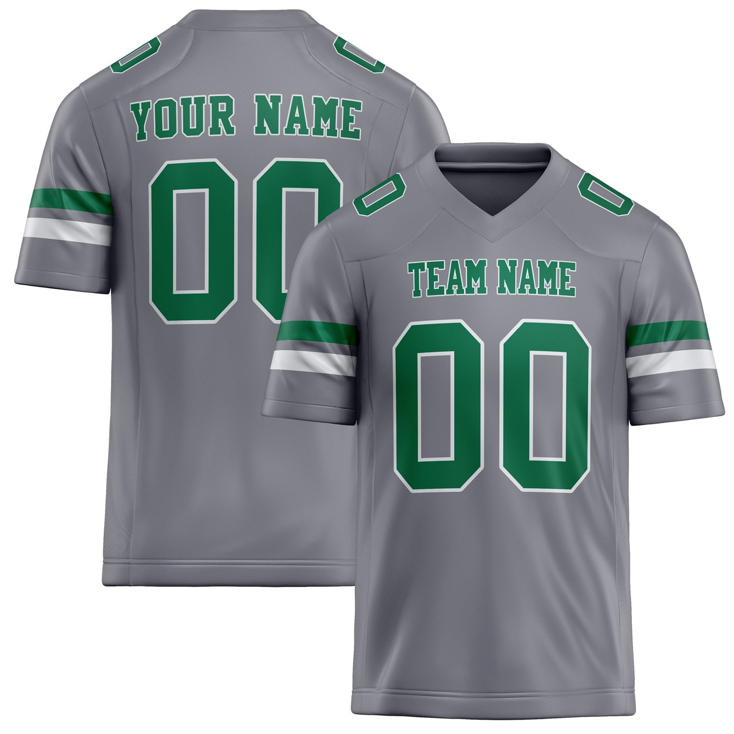 Custom Gray kelly green Solid Colour Football Jersey FT02240730GR177