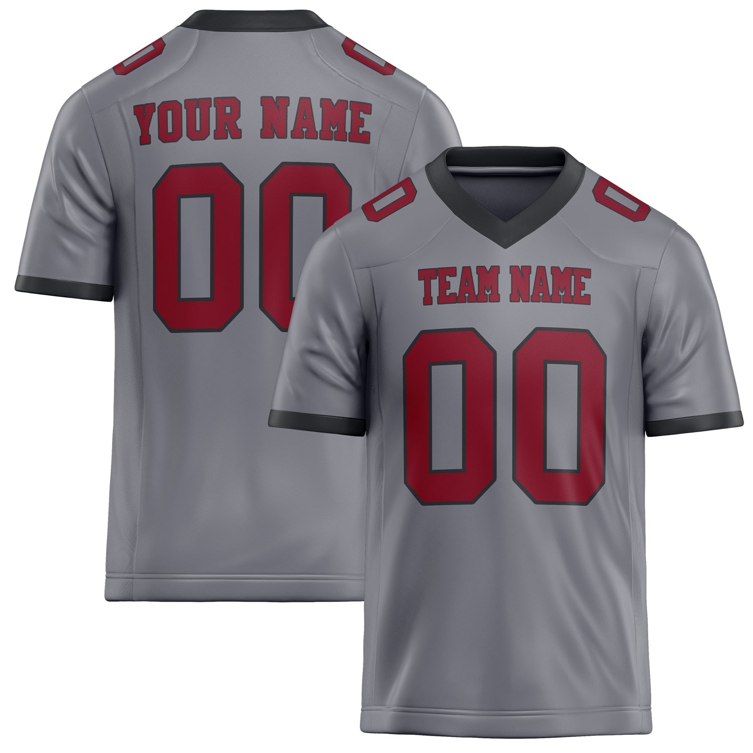 Custom Gray red Solid Colour Football Jersey FT02240730GR186