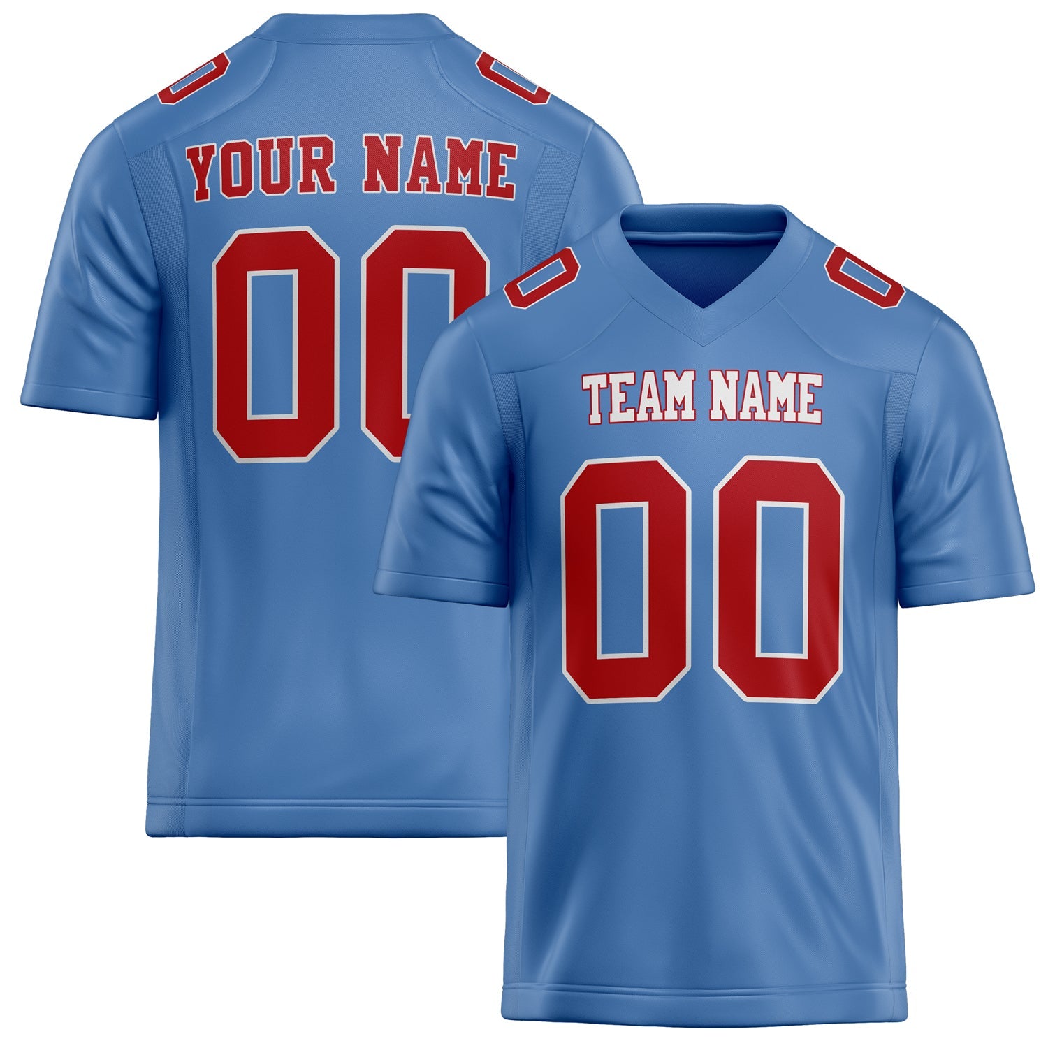 Custom Light Blue red Solid Colour Football Jersey FT02240730LI230