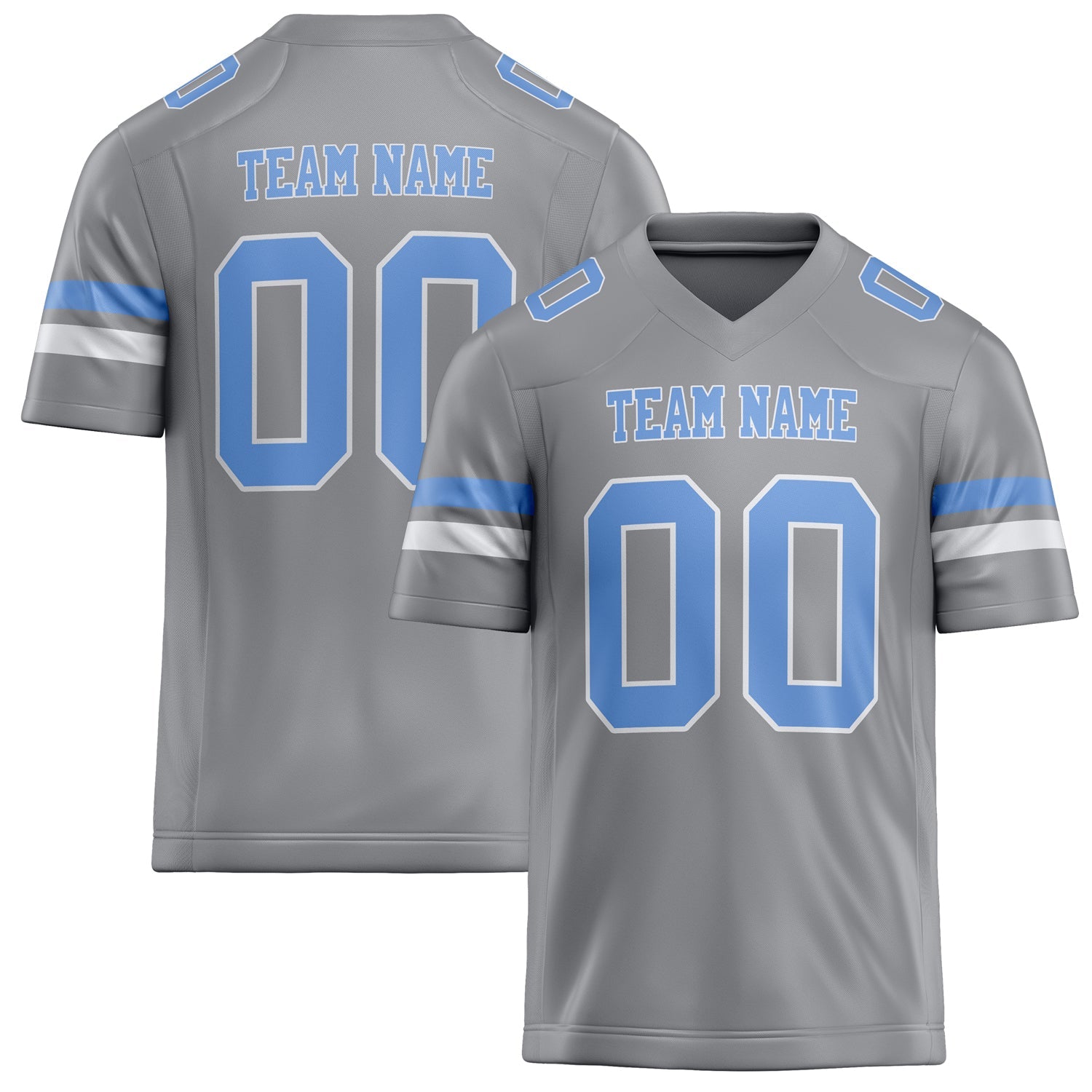 Custom Light Gray Light Blue Solid Colour Football Jersey FT02240730LI236