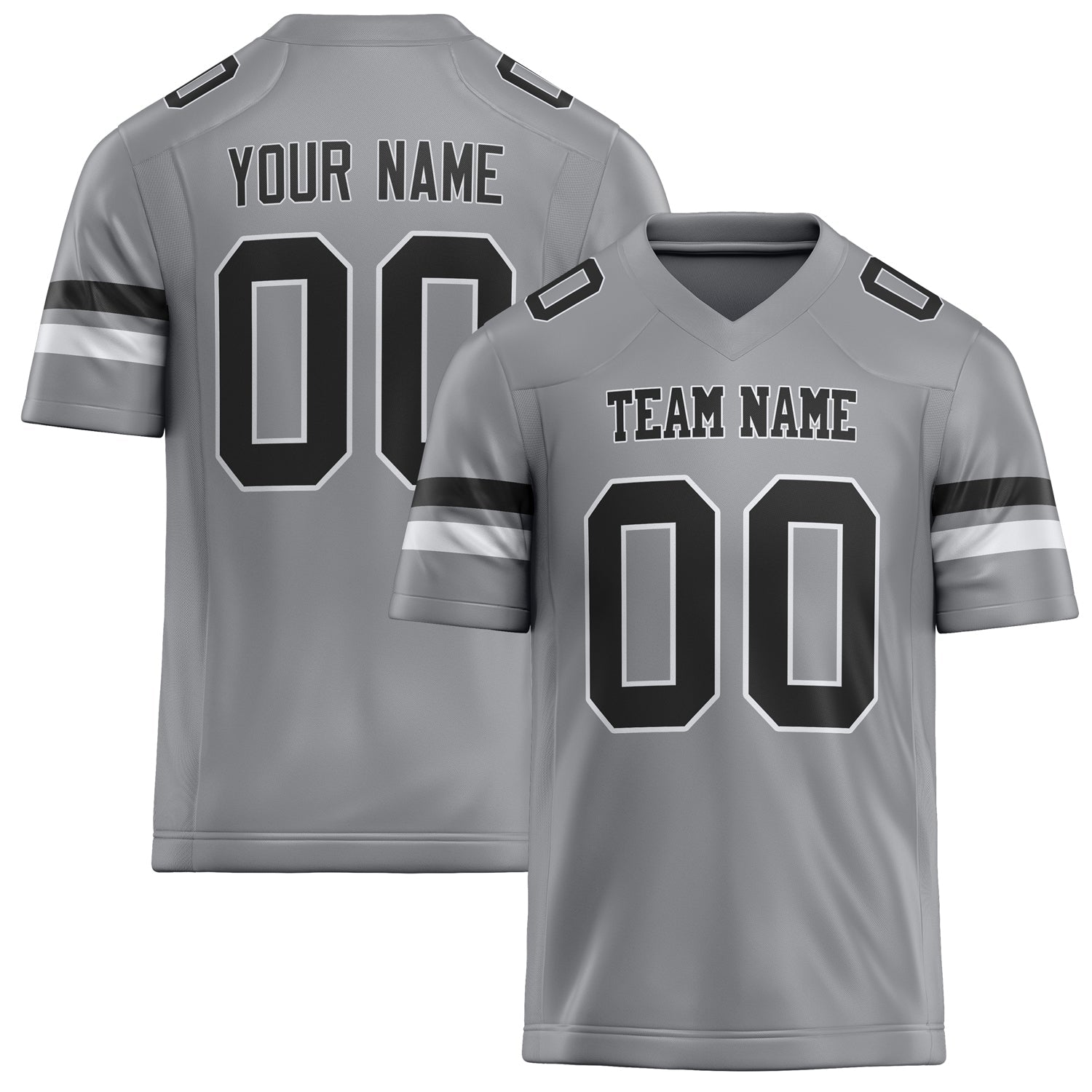 Custom Light Gray Black Solid Colour Football Jersey FT02240730LI251