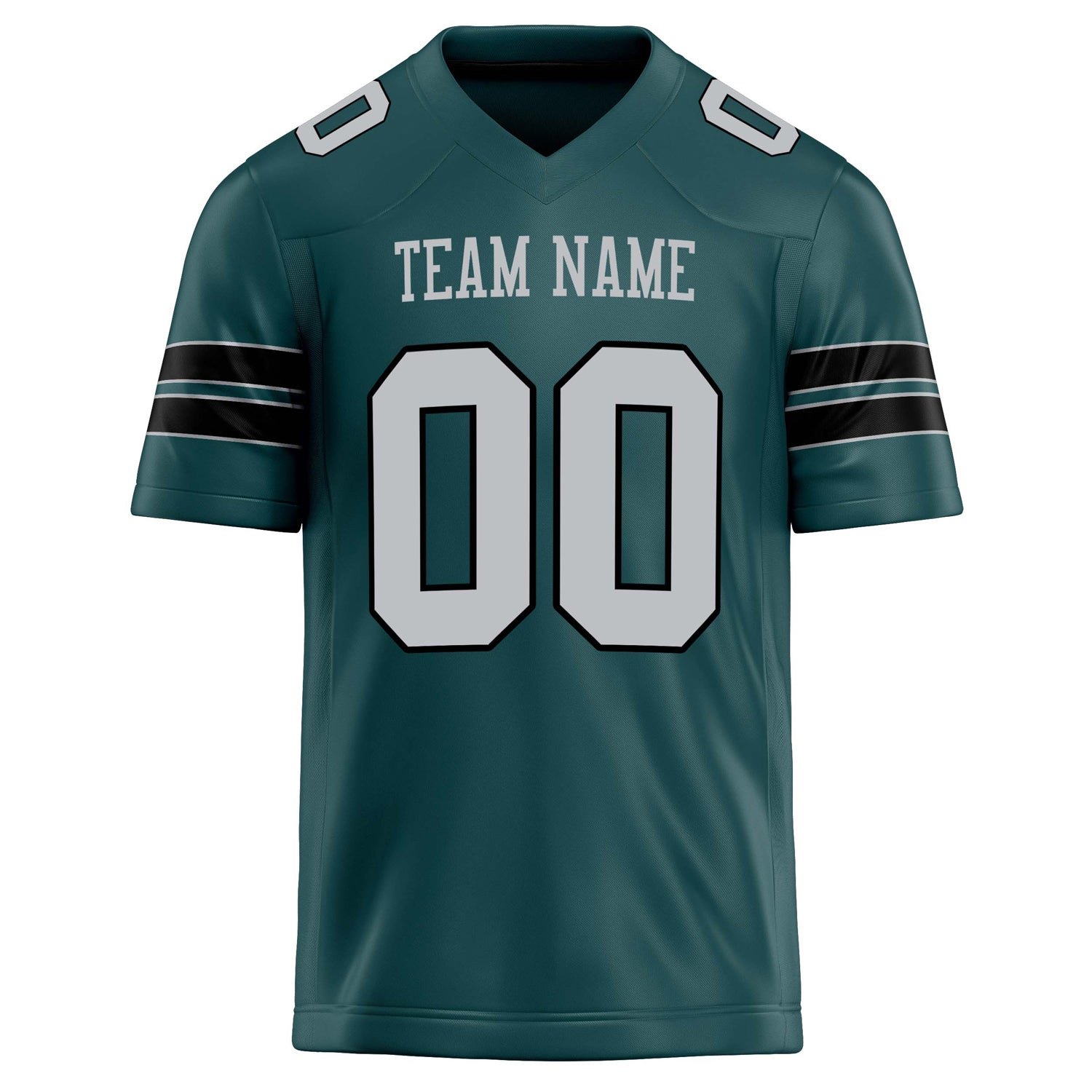 Custom Midnight Green gray Solid Colour Football Jersey