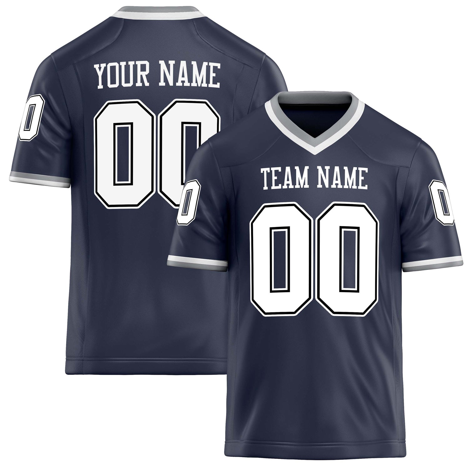 Custom Navy White Solid Colour Football Jersey FT02240730NA284