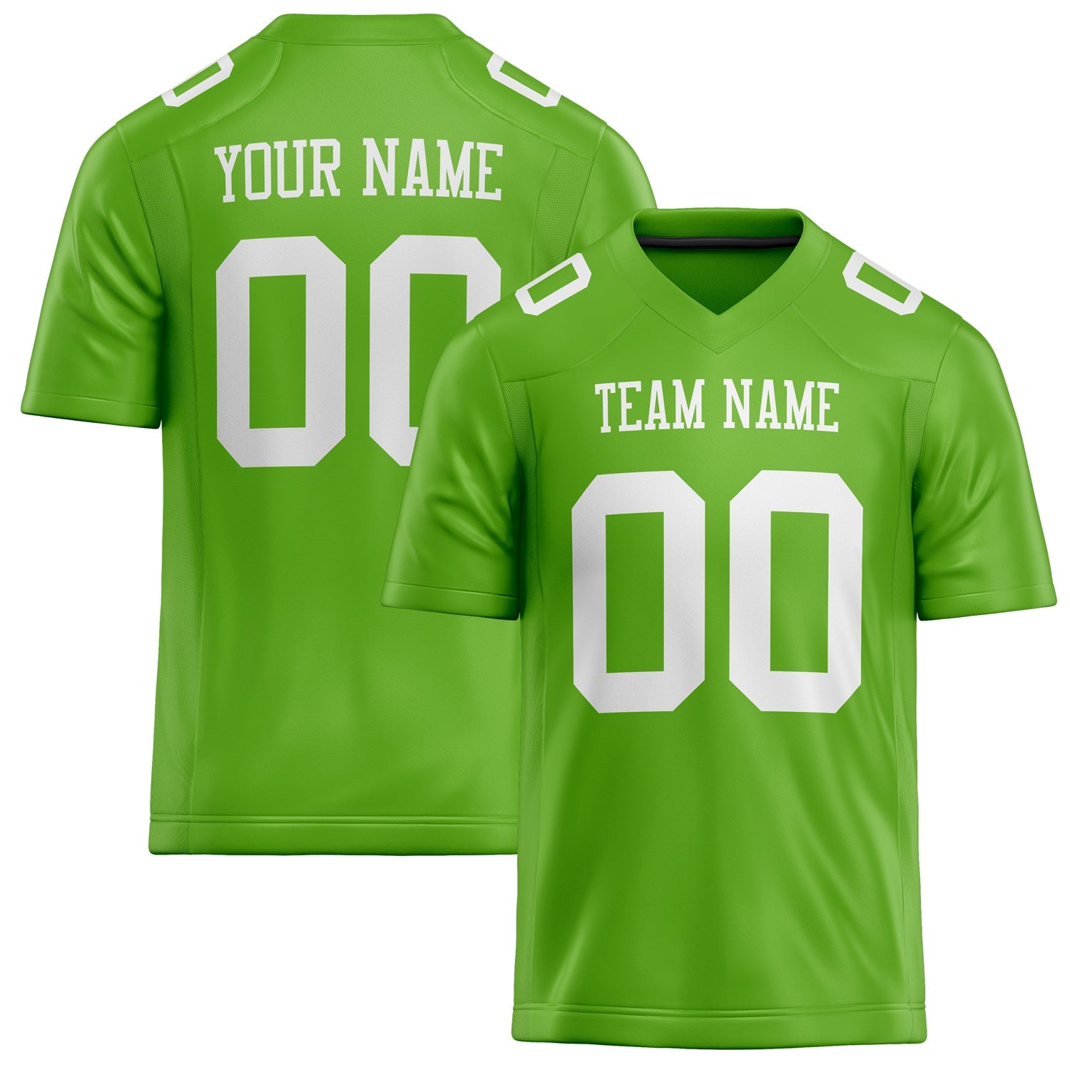 Custom Neon Green White Solid Colour Football Jersey FT02240730NE303