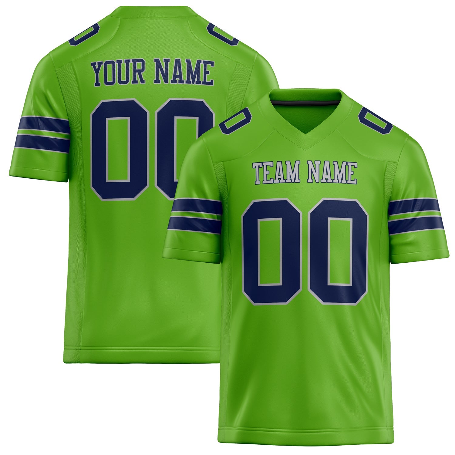 Custom Neon Green navy Solid Colour Football Jersey FT02240730NE306