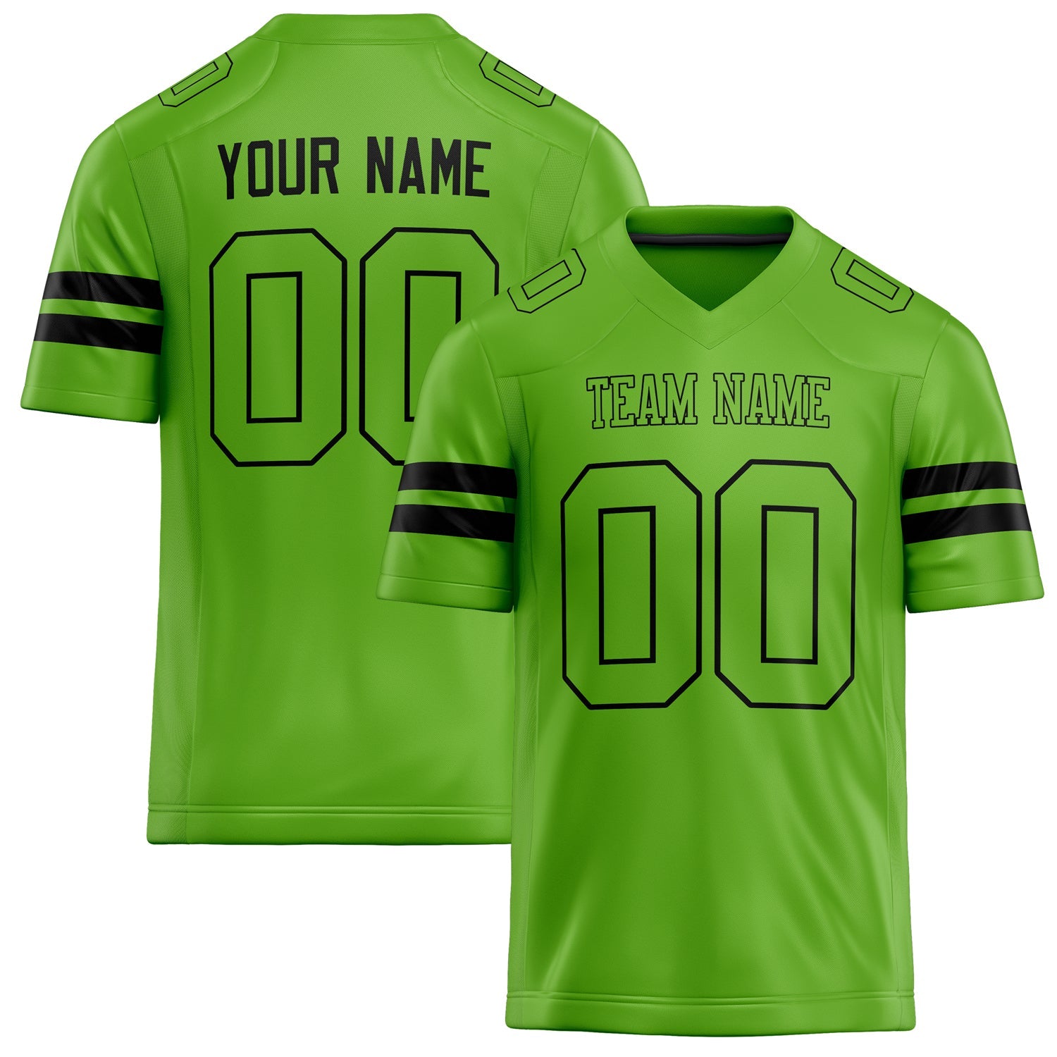 Custom Neon Green Black Solid Colour Football Jersey FT02240730NE310