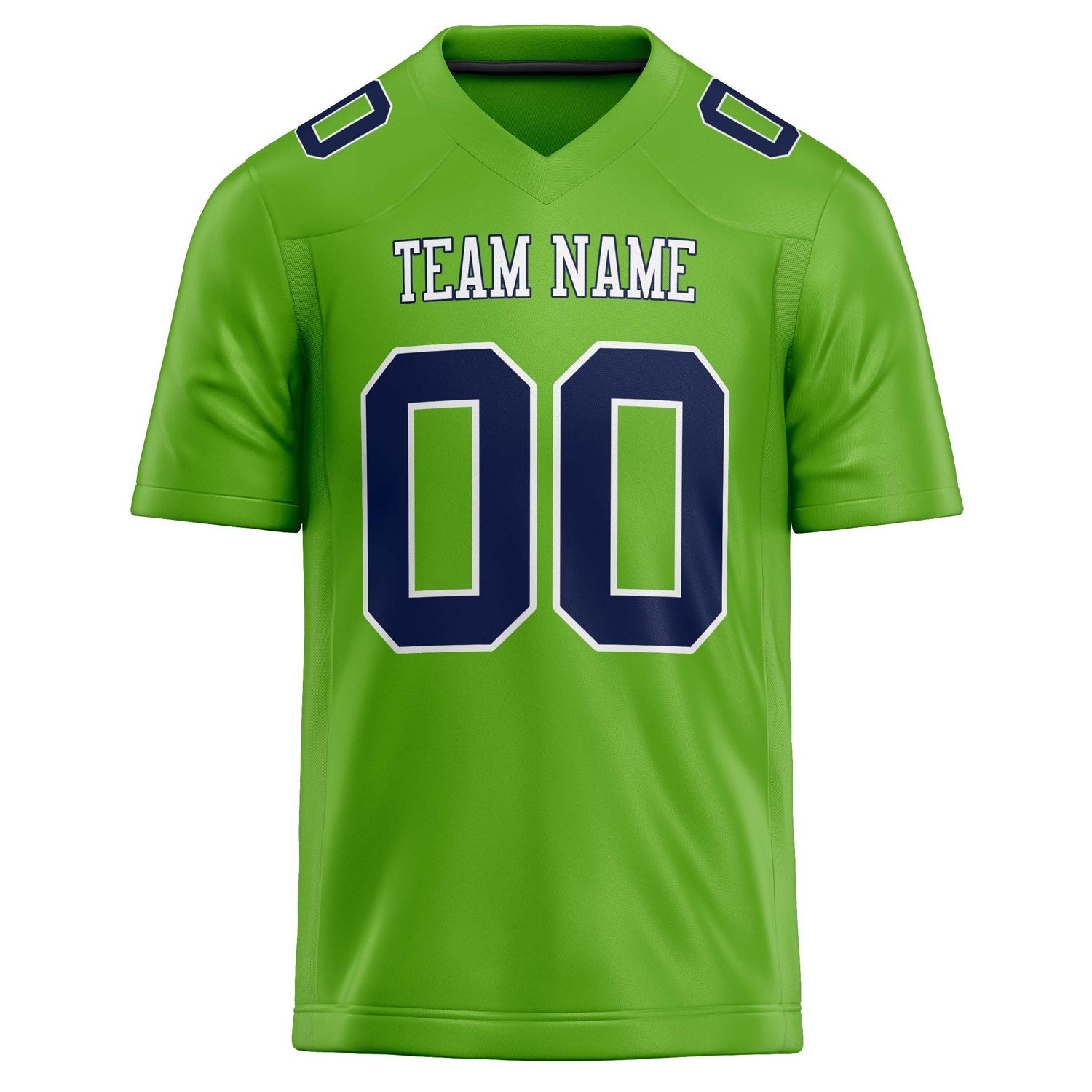 Custom Neon Green navy Solid Colour Football Jersey