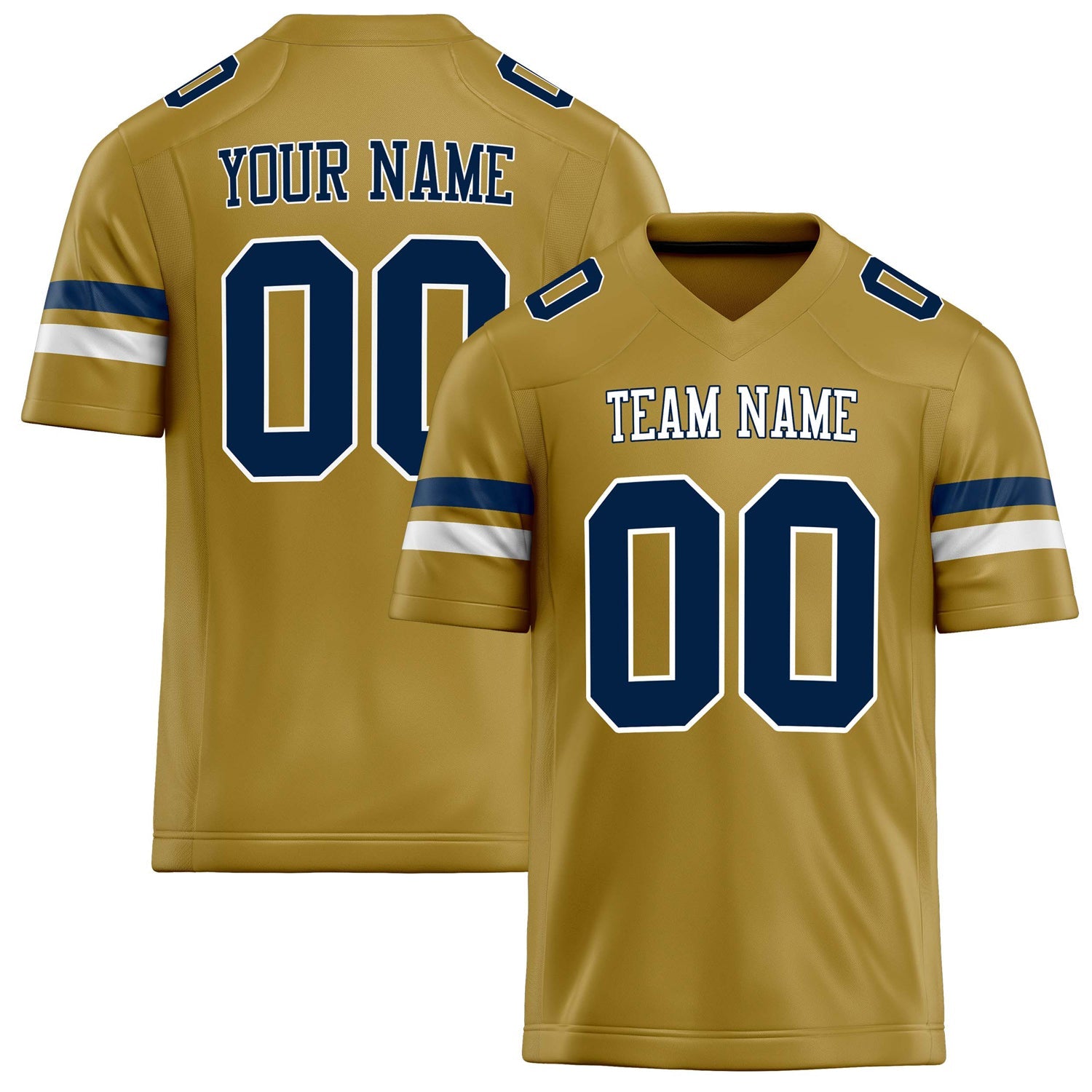 Custom Old Gold navy Solid Colour Football Jersey FT02240730OL318