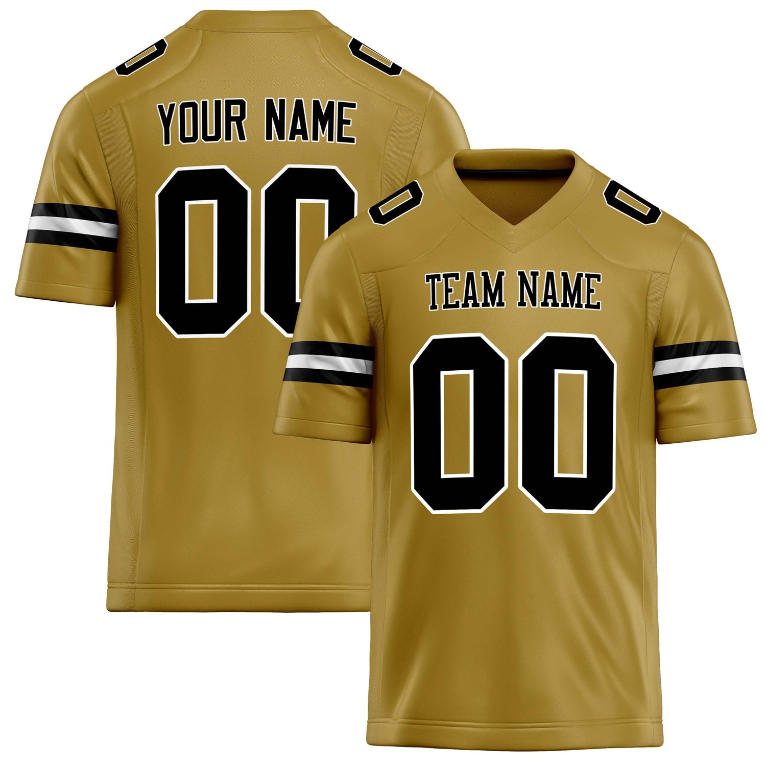Custom Old Gold Black Solid Colour Football Jersey FT02240730OL328