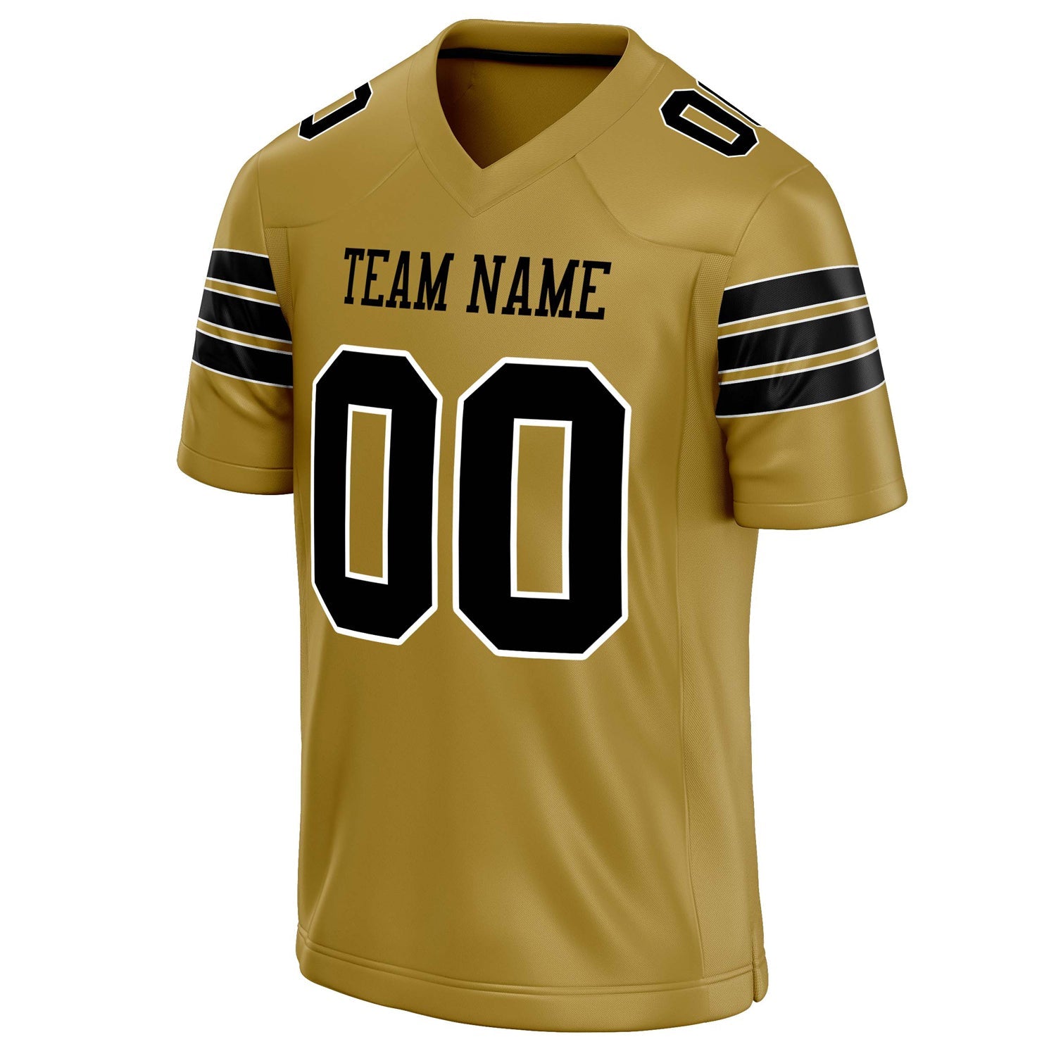 Custom Old Gold Black Solid Colour Football Jersey