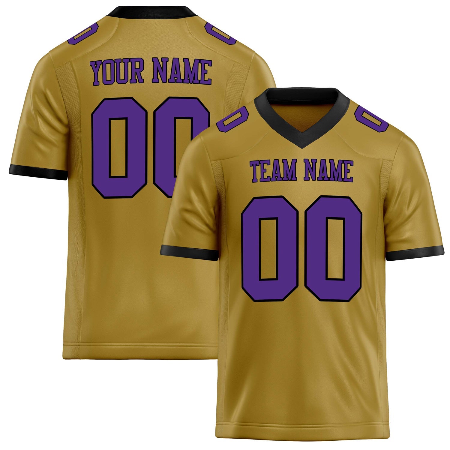 Custom Old Gold Purple Solid Colour Football Jersey FT02240730OL332