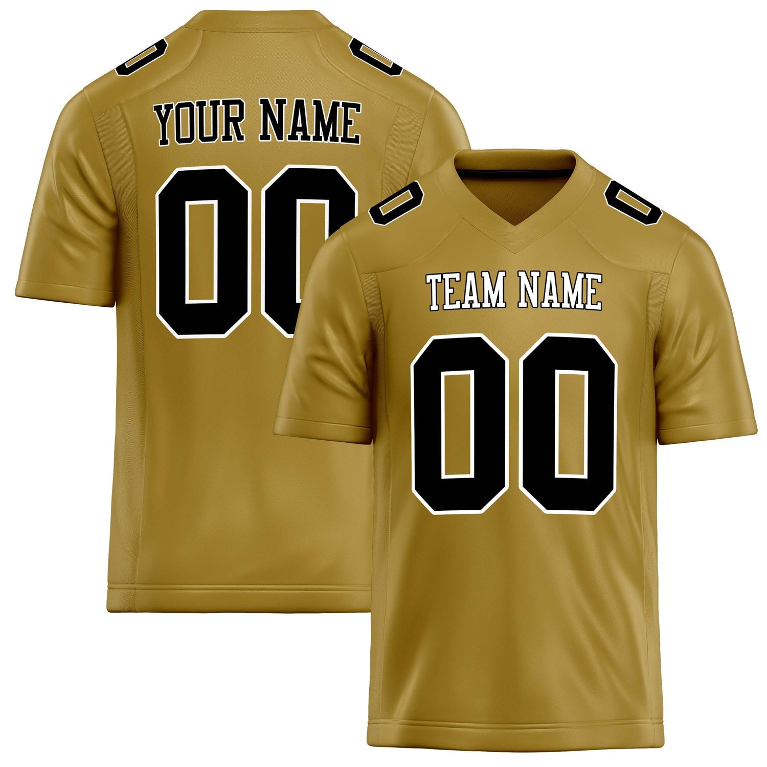 Custom Old Gold Black Solid Colour Football Jersey FT02240730OL334