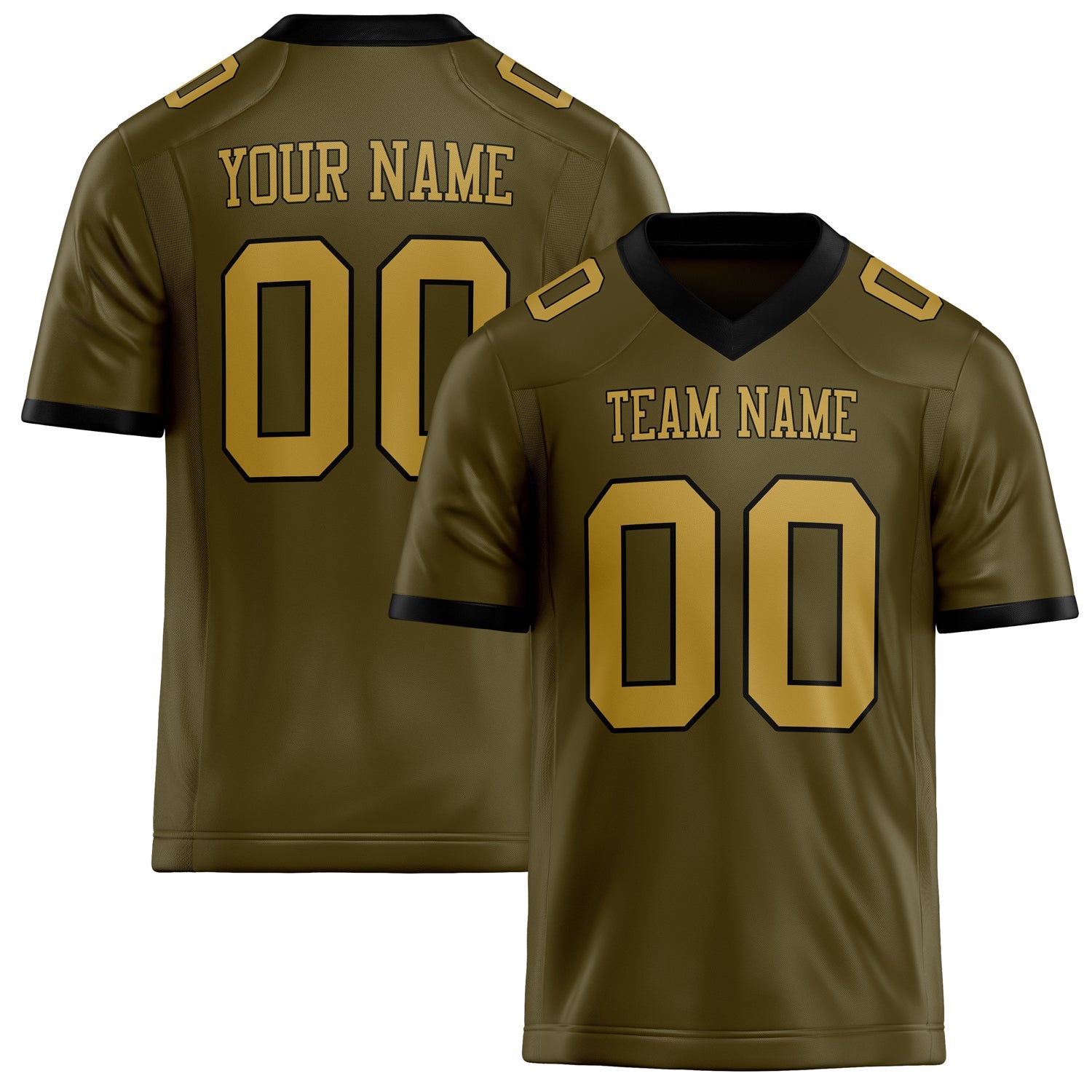 Custom Olive old gold Solid Colour Football Jersey FT02240730OL341