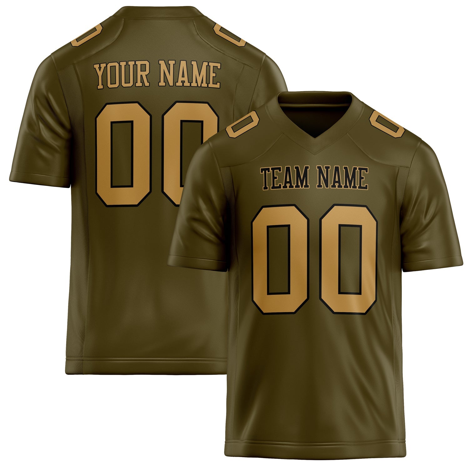 Custom Olive old gold Solid Colour Football Jersey FT02240730OL346