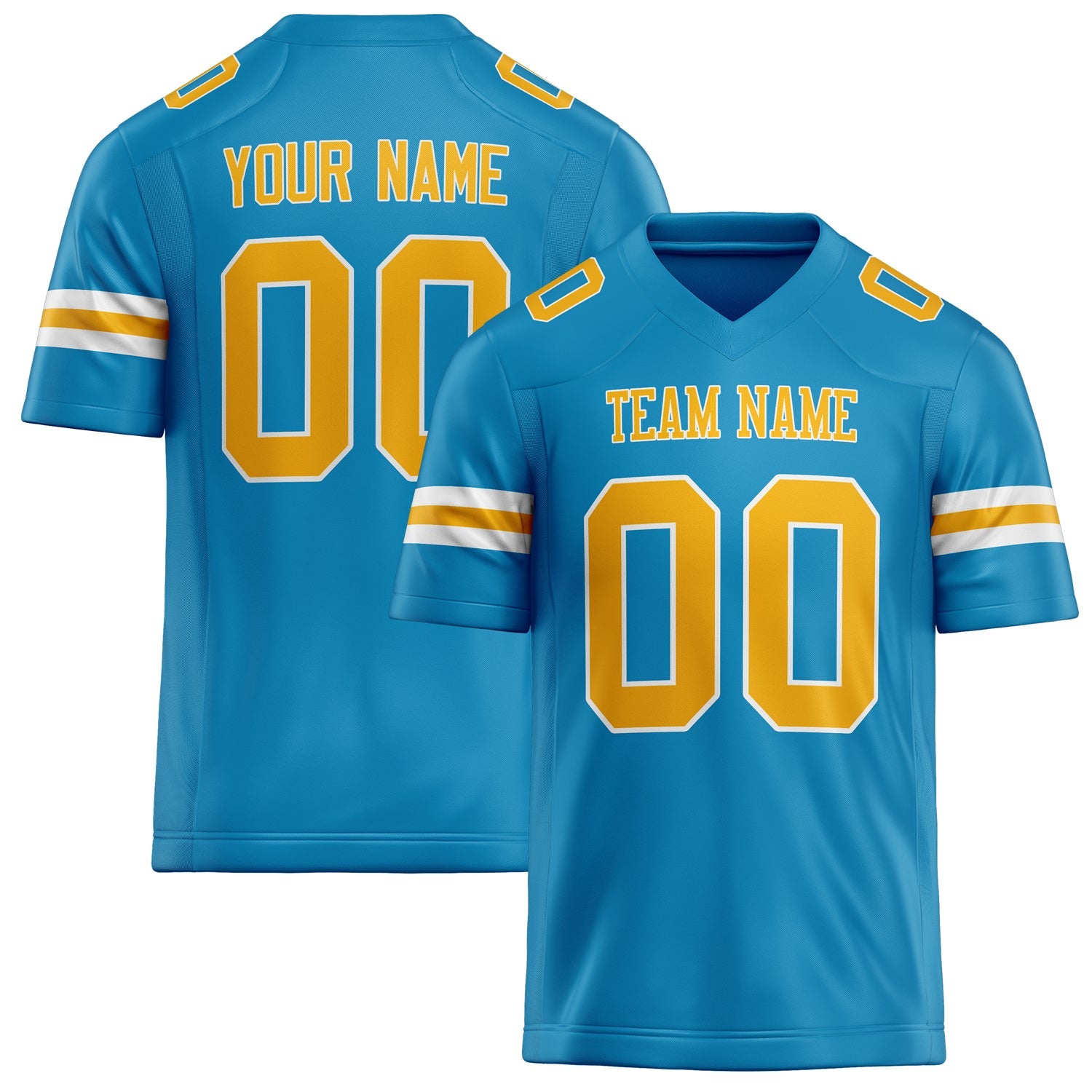 Custom Panther Blue gold Solid Colour Football Jersey FT02240730PA392