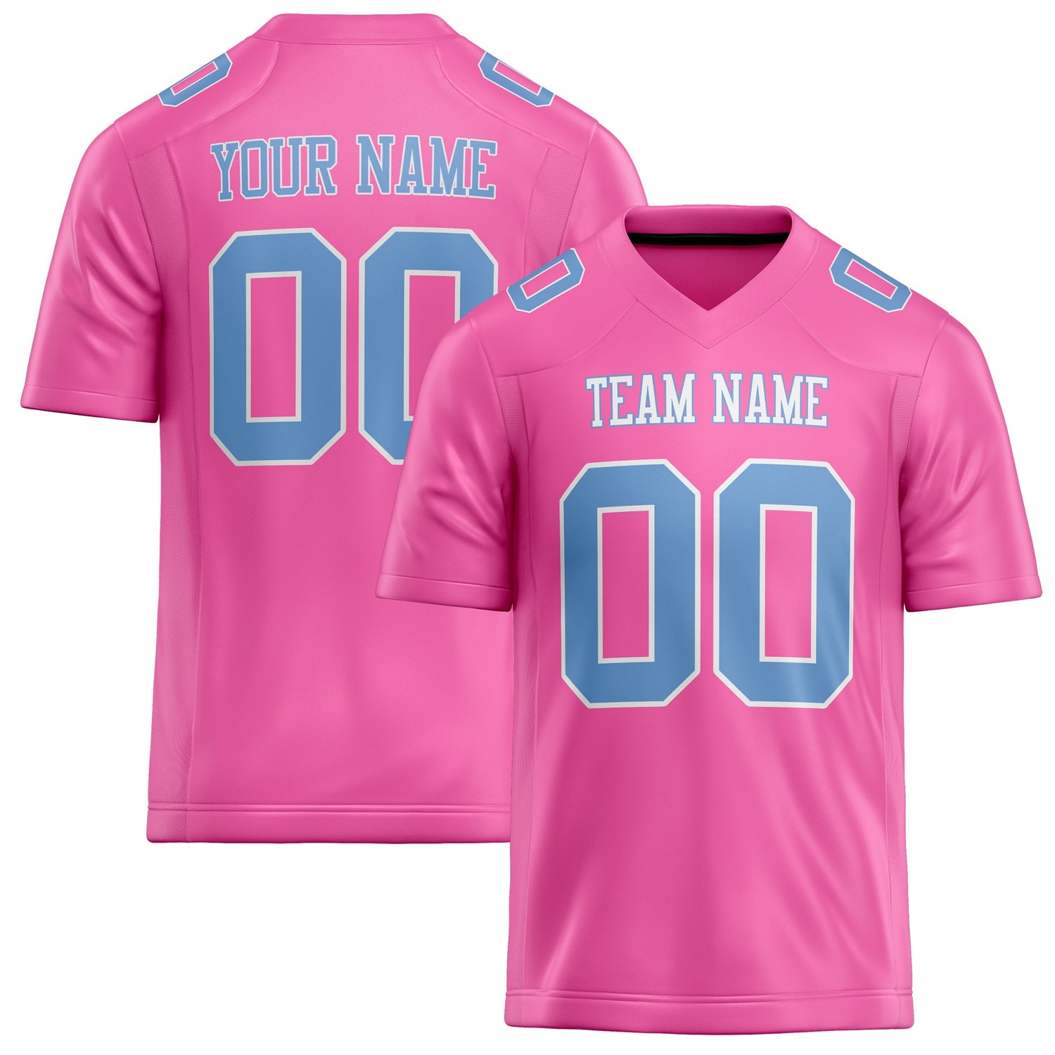 Custom Pink Light Blue Solid Colour Football Jersey FT02240730PI398