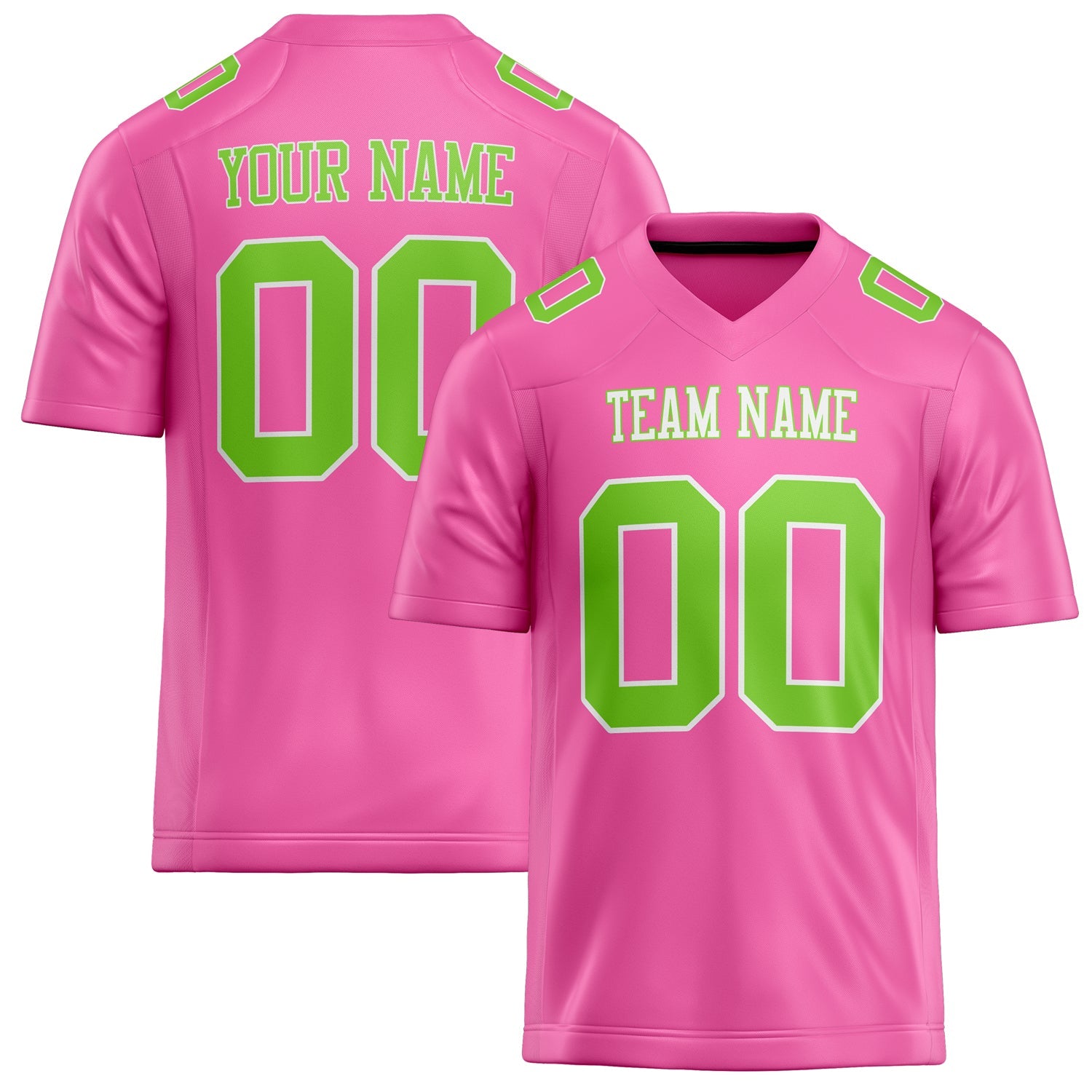 Custom Pink Neon Green Solid Colour Football Jersey FT02240730PI403