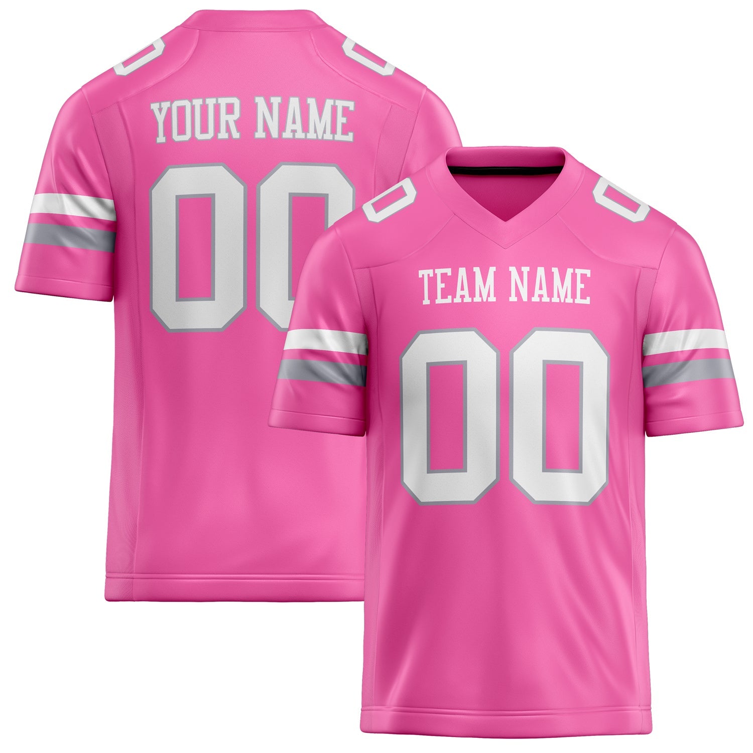 Custom Pink White Solid Colour Football Jersey FT02240730PI407