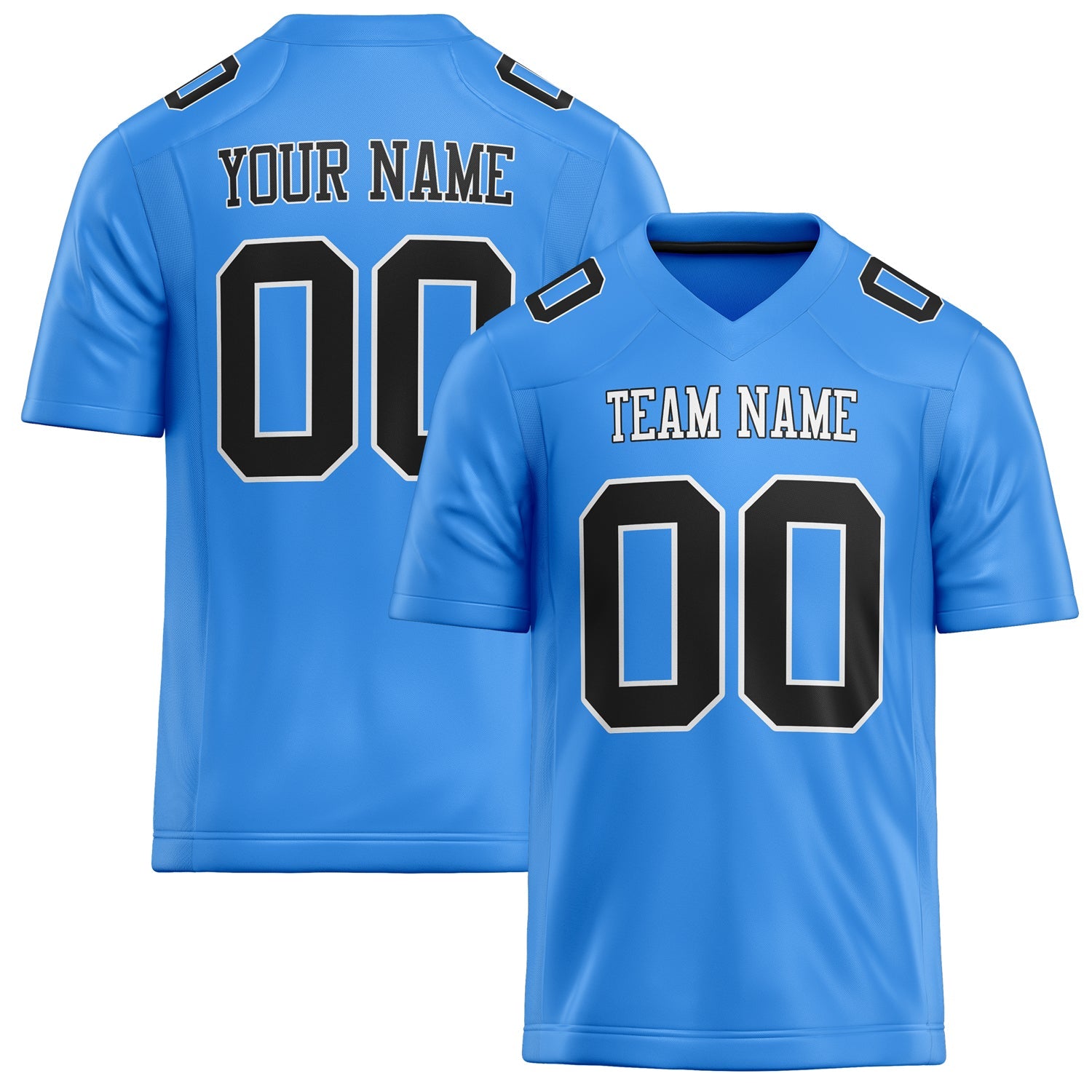 Custom Powder Blue Black Solid Colour Football Jersey FT02240730PO417