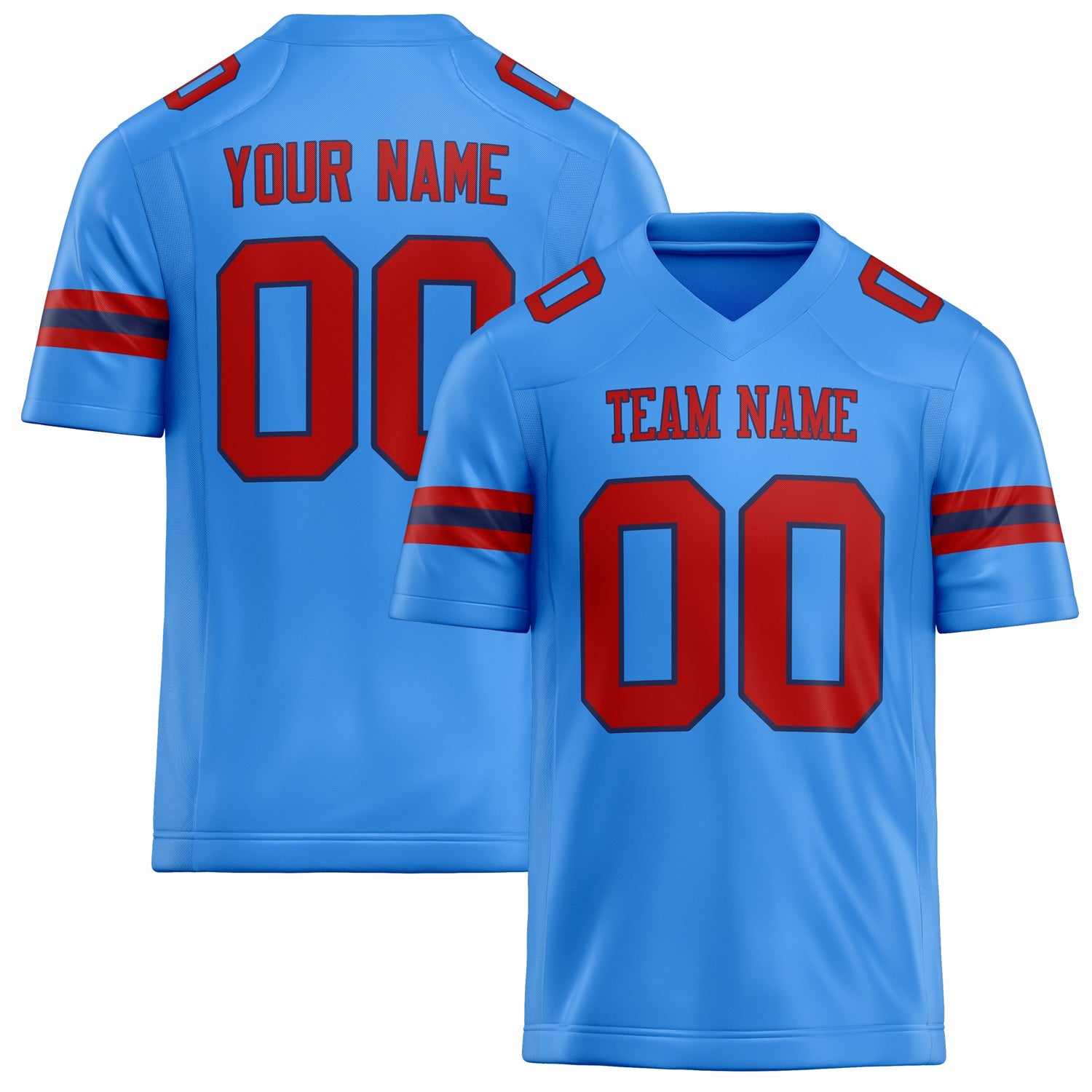 Custom Powder Blue red Solid Colour Football Jersey FT02240730PO422