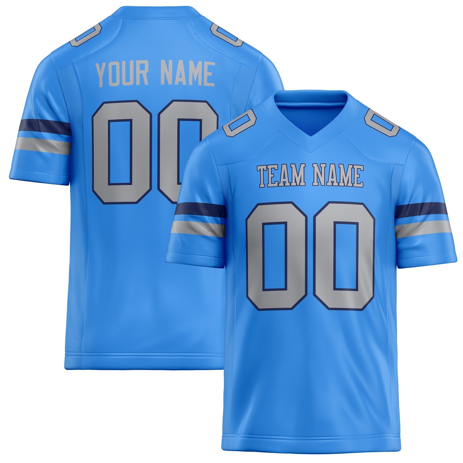 Custom Powder Blue gray Solid Colour Football Jersey FT02240730PO434