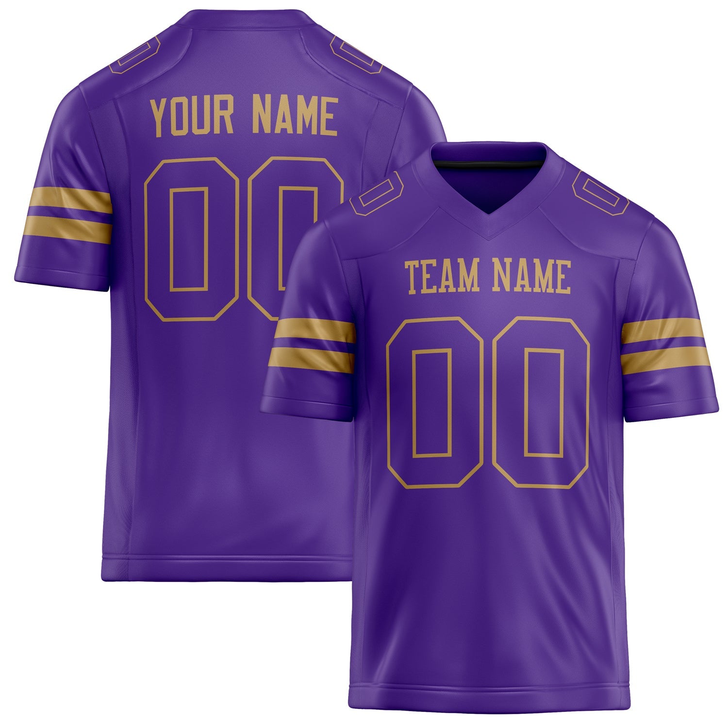 Custom Purple Old Gold Solid Colour Football Jersey FT02240730PU452