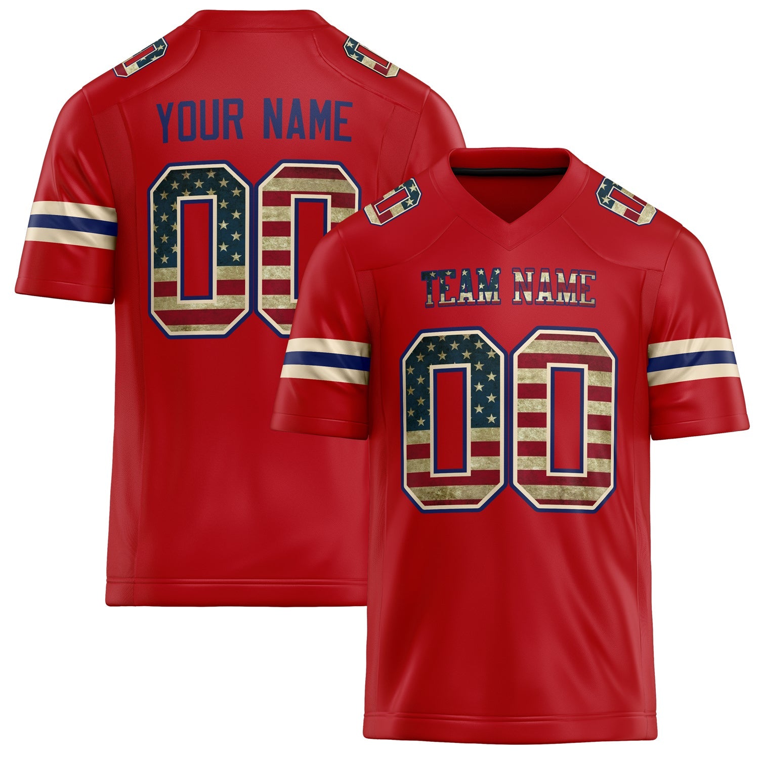 Custom Red Cream Solid Colour Football Jersey FT02240730RE466