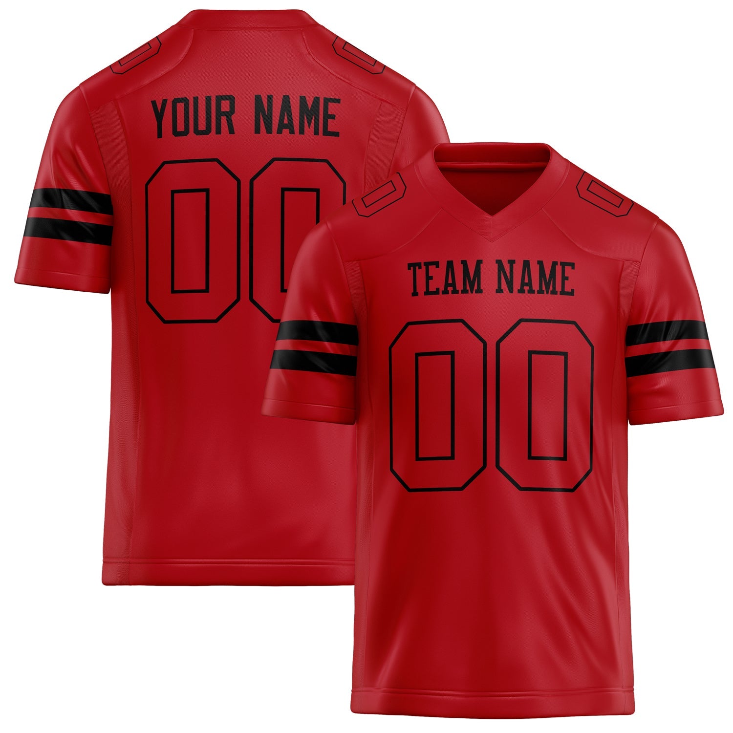 Custom Red Black Solid Colour Football Jersey FT02240730RE470