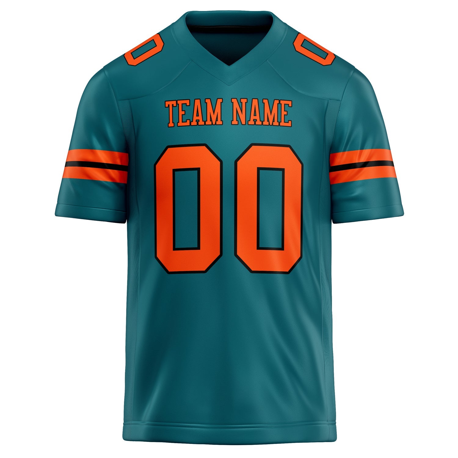 Custom Teal Orange Solid Colour Football Jersey