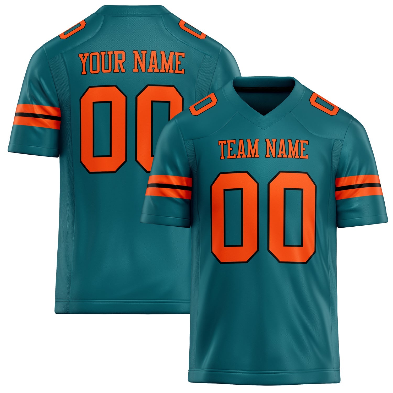 Custom Teal Orange Solid Colour Football Jersey FT02240730TE515