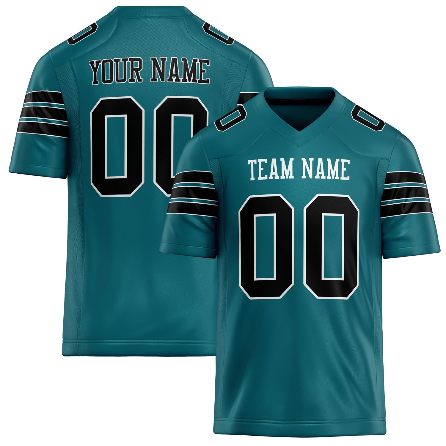 Custom Teal Black Solid Colour Football Jersey FT02240730TE523