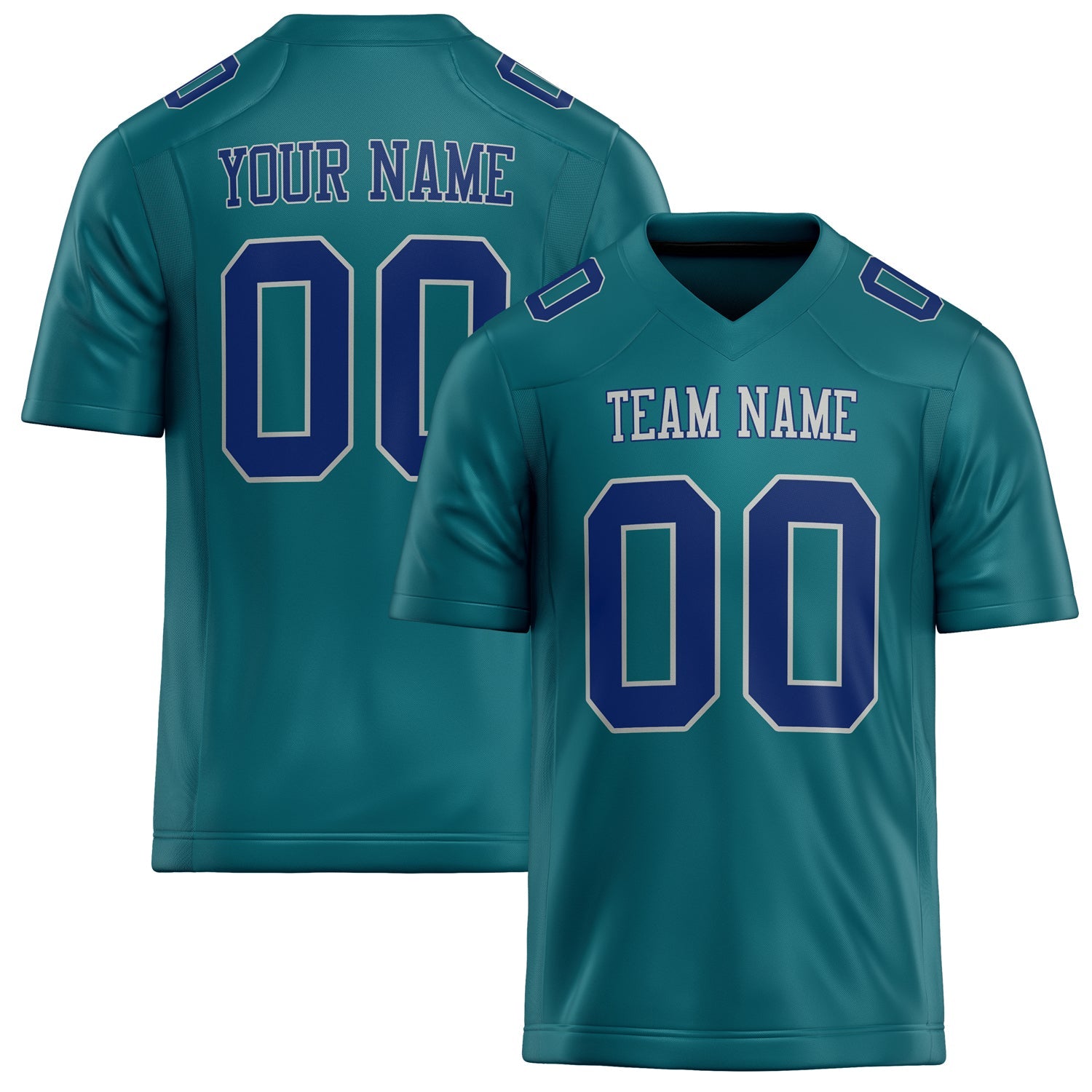Custom Teal Royal Solid Colour Football Jersey FT02240730TE527