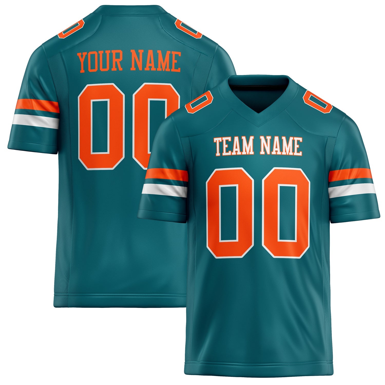 Custom Teal Orange Solid Colour Football Jersey FT02240730TE528