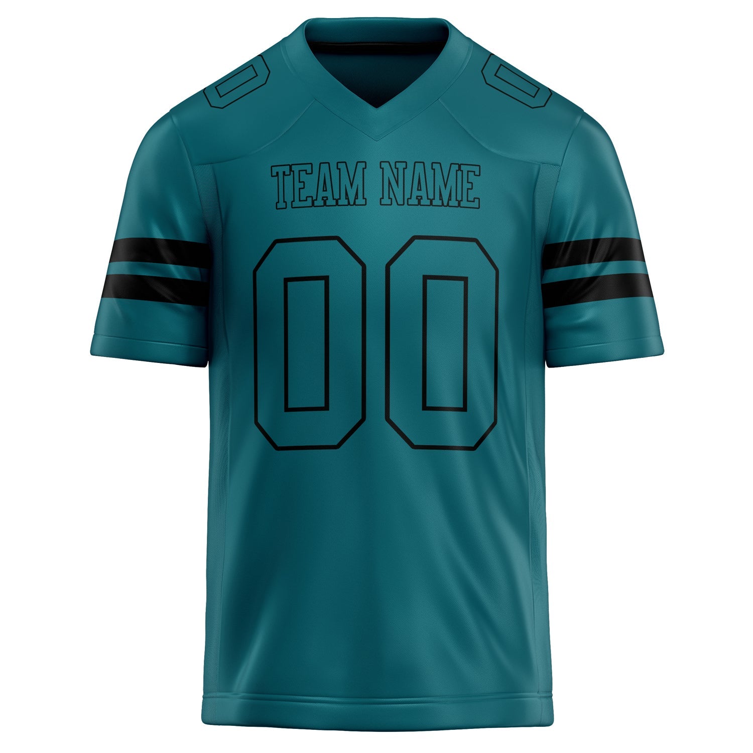 Custom Teal Black Solid Colour Football Jersey