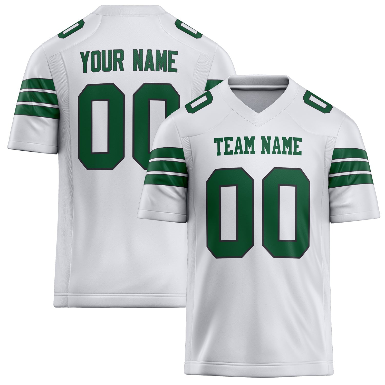 Custom White Green Solid Colour Football Jersey FT02240730WH548