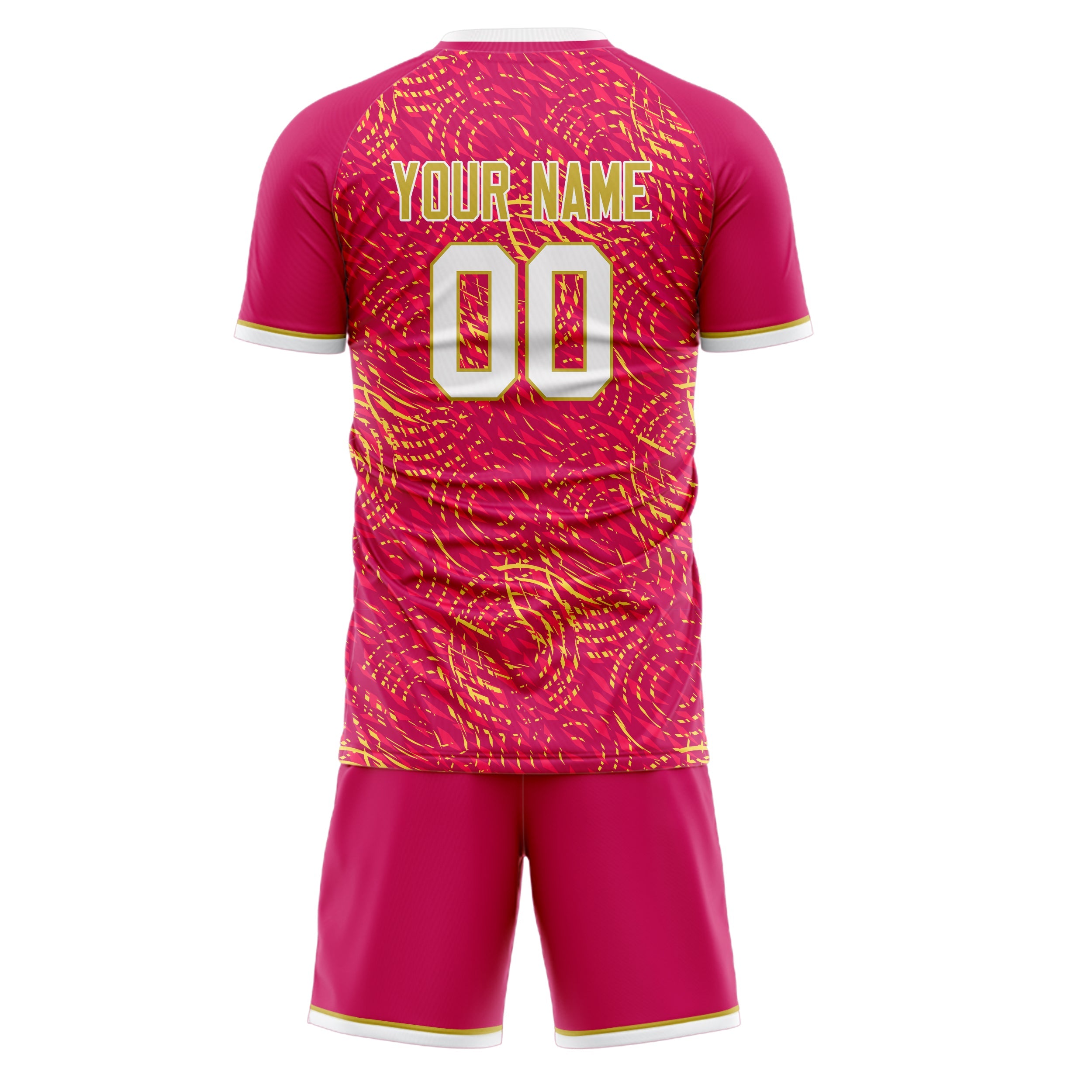 Custom Pink Gold Pattern Soccer Jersey