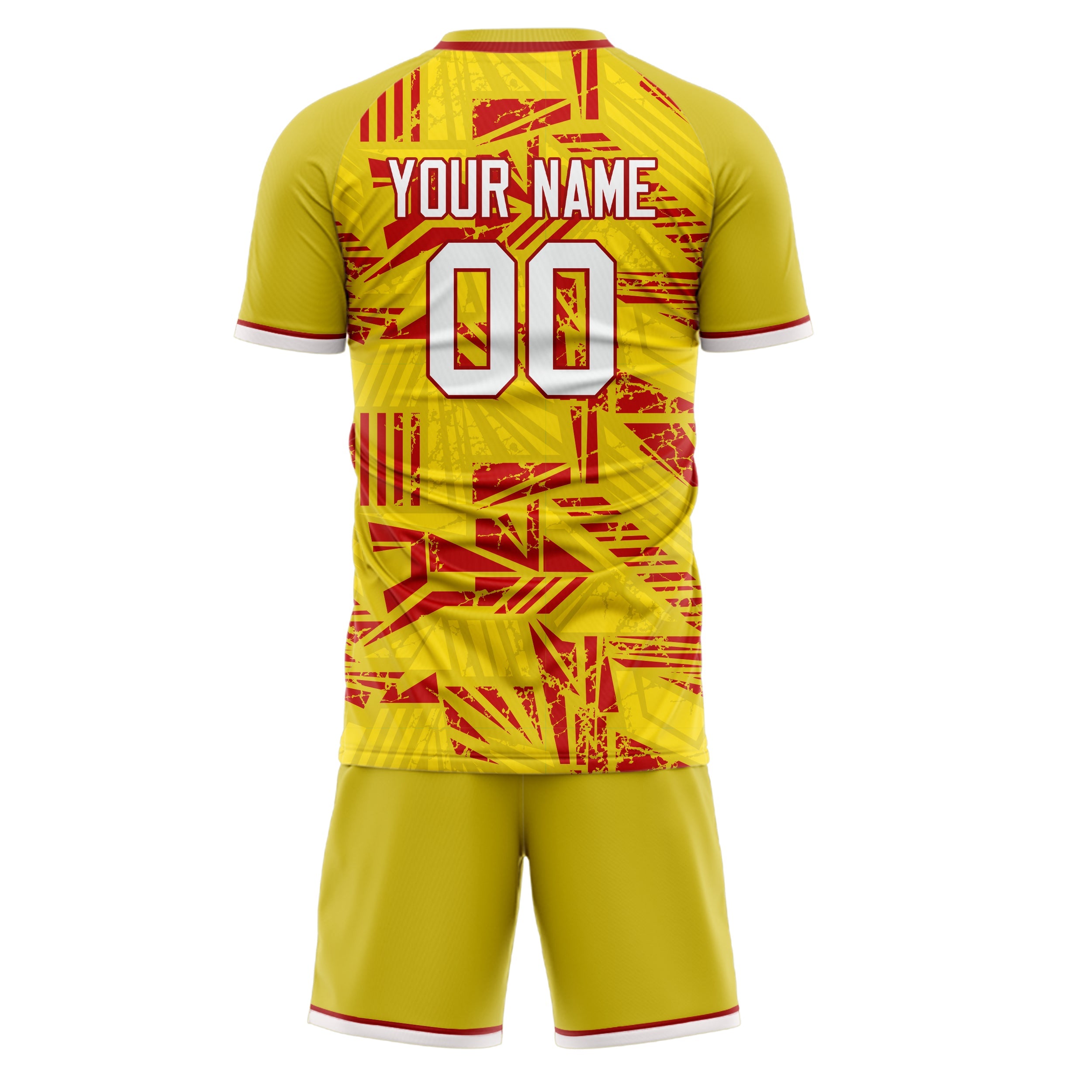 Custom Yellow Red Pattern Soccer Jersey