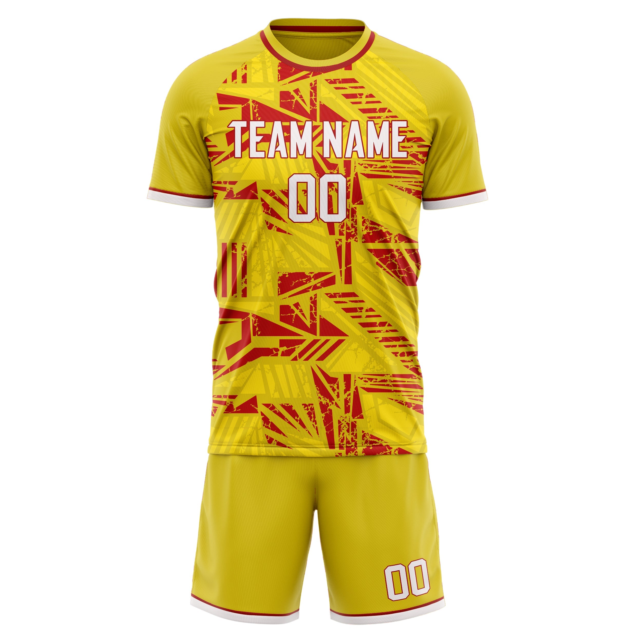Custom Yellow Red Pattern Soccer Jersey