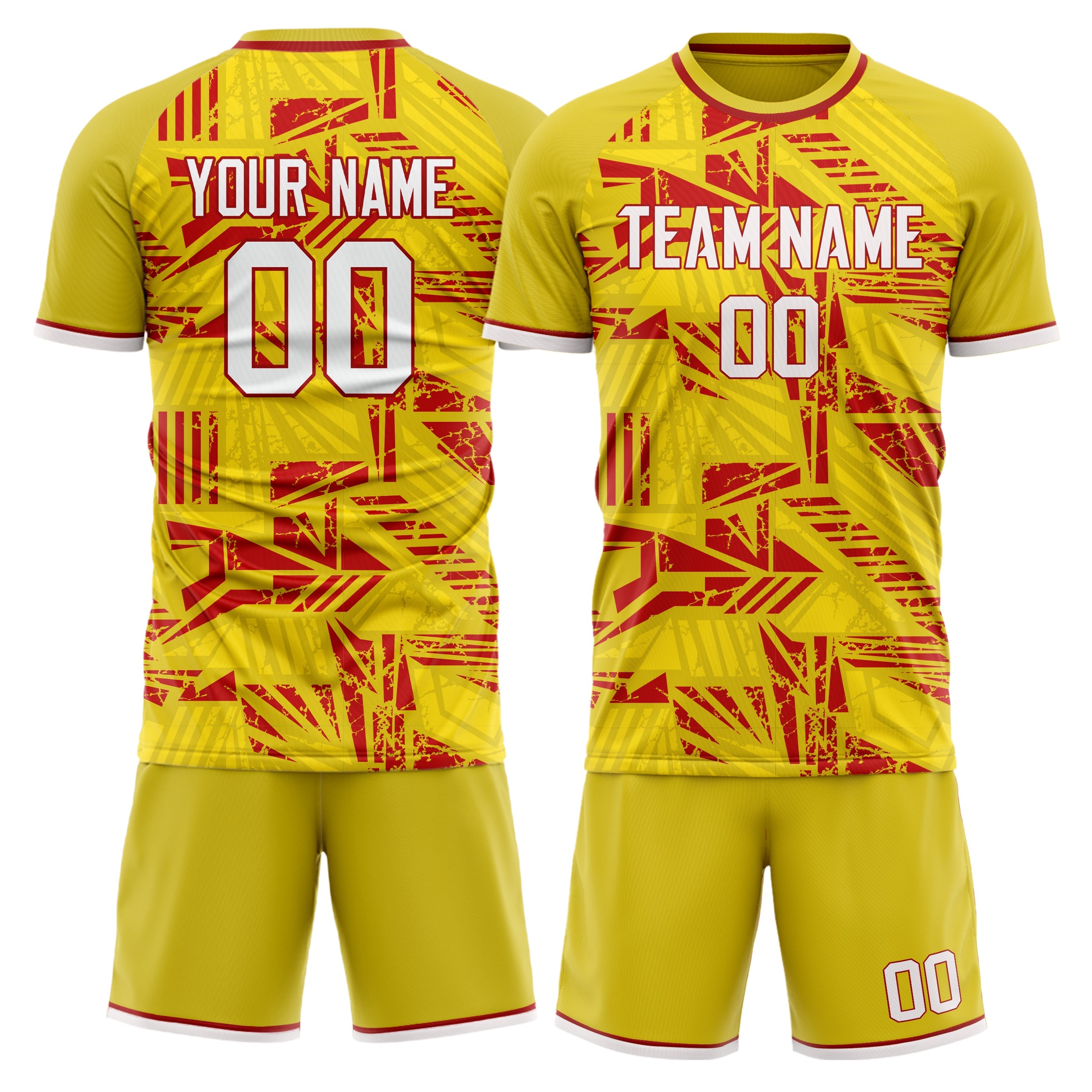 Custom Yellow Red Pattern Soccer Jersey